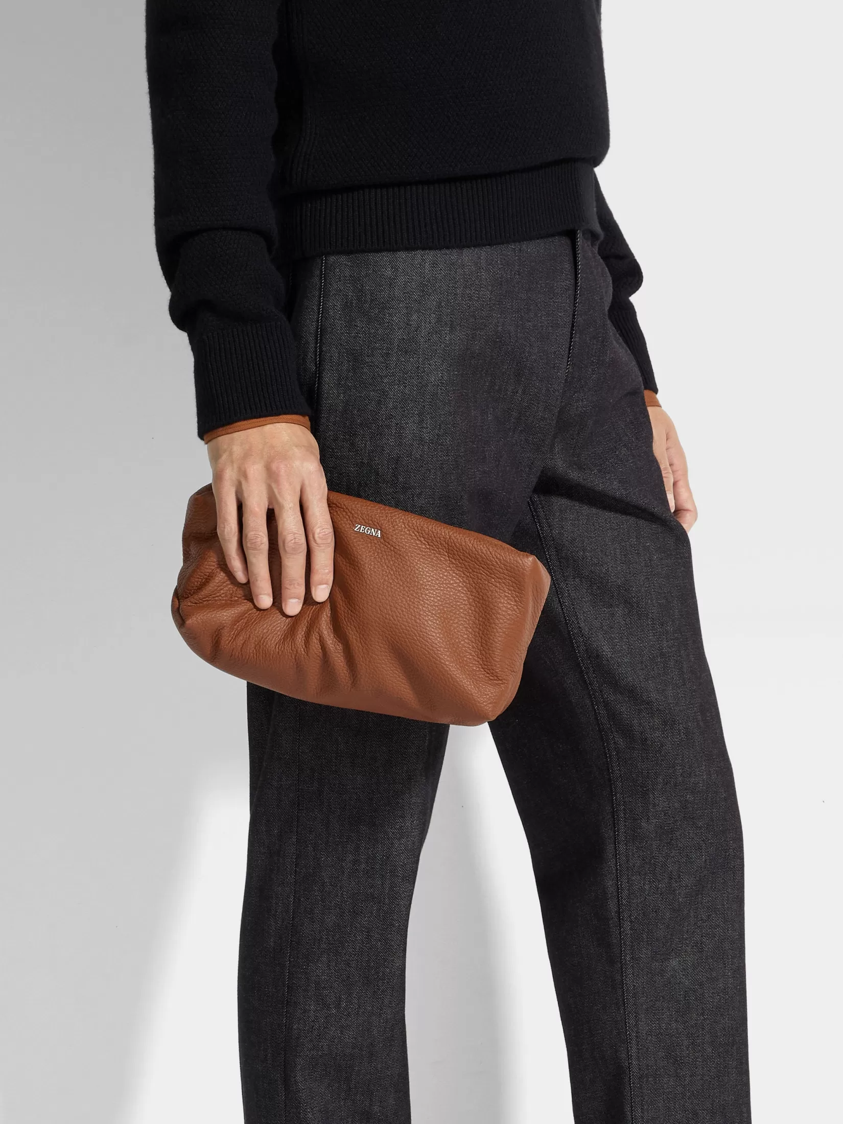 Online ZEGNA Bolso de Mano Softy en Piel de Ciervo Color Foliage