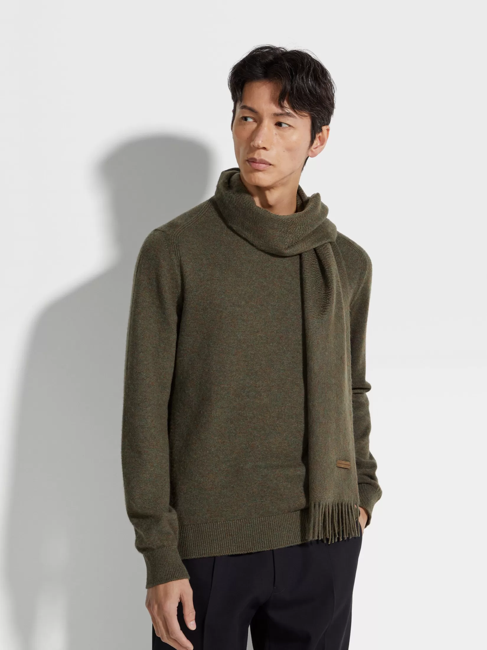 Flash Sale ZEGNA Bufanda en Oasi Cashmere Color Verde Oscuro Jaspeado Verdeoscurojaspeado