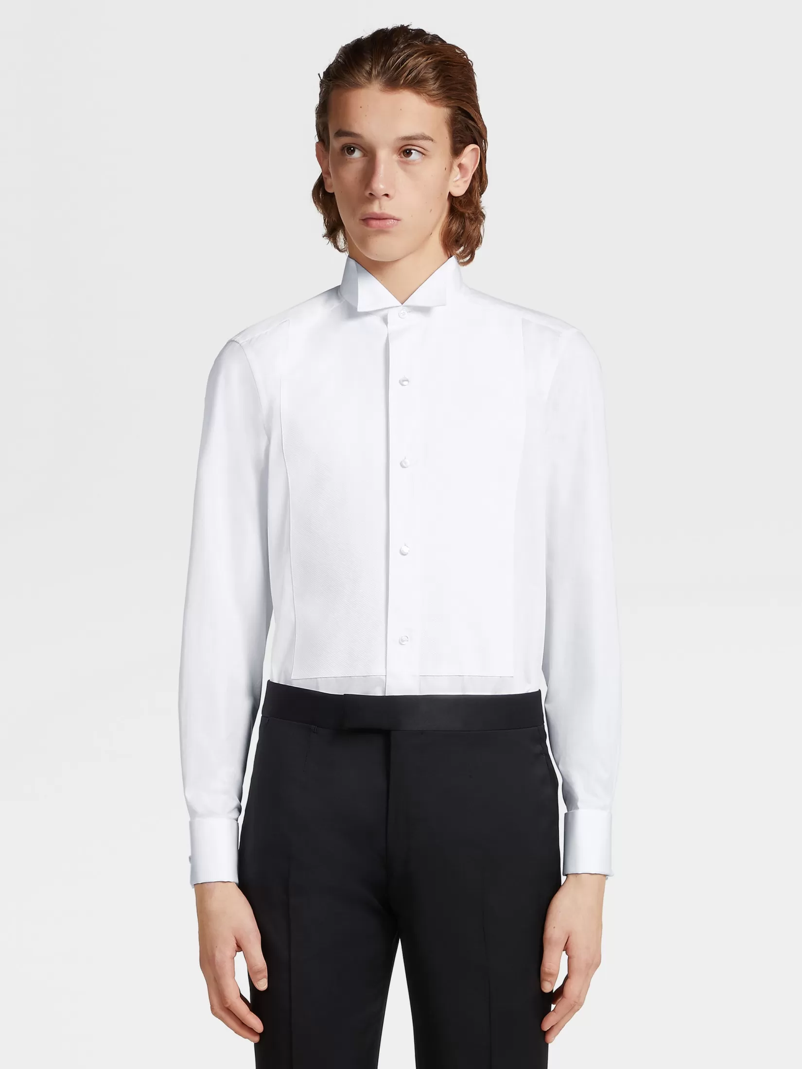Outlet ZEGNA Camisa de Esmoquin en Algodón Color Blanco