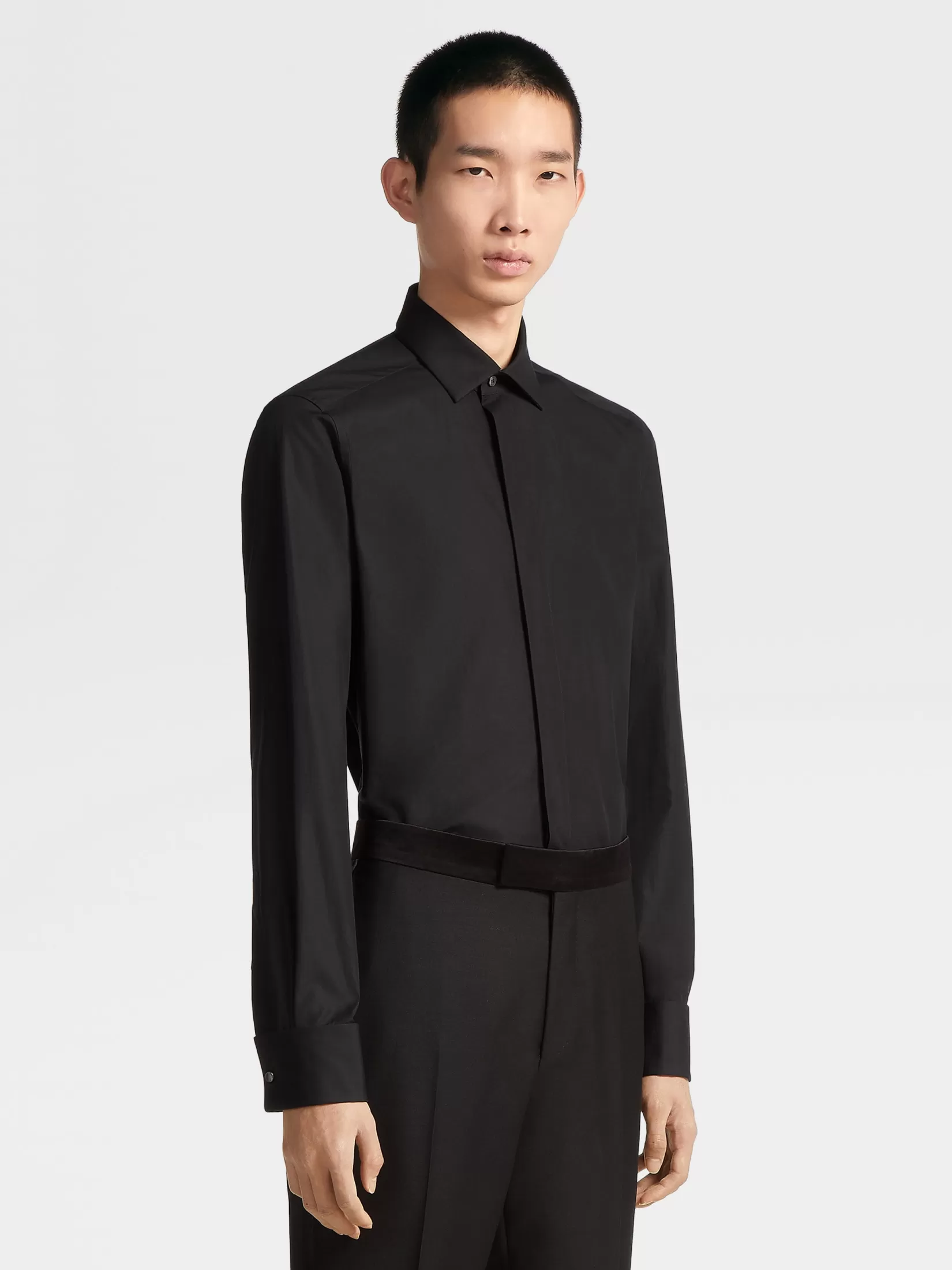 Hot ZEGNA Camisa de Fiesta en Trofeo™ Silk Color Negro