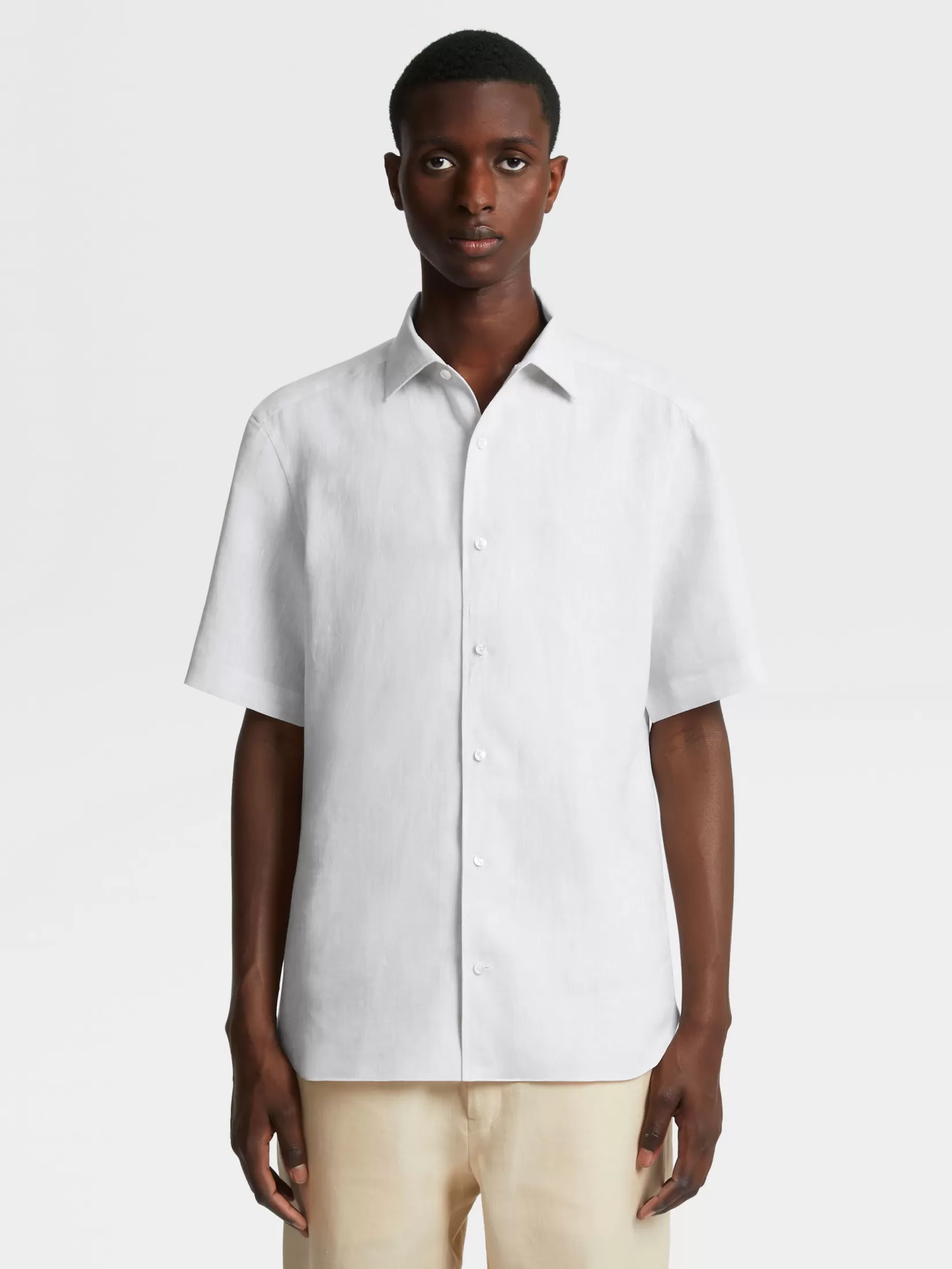 Store ZEGNA Camisa de Lino Blanco