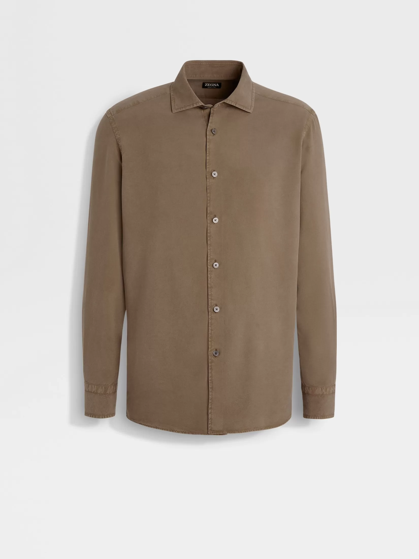 Shop ZEGNA Camisa de seda Caqui