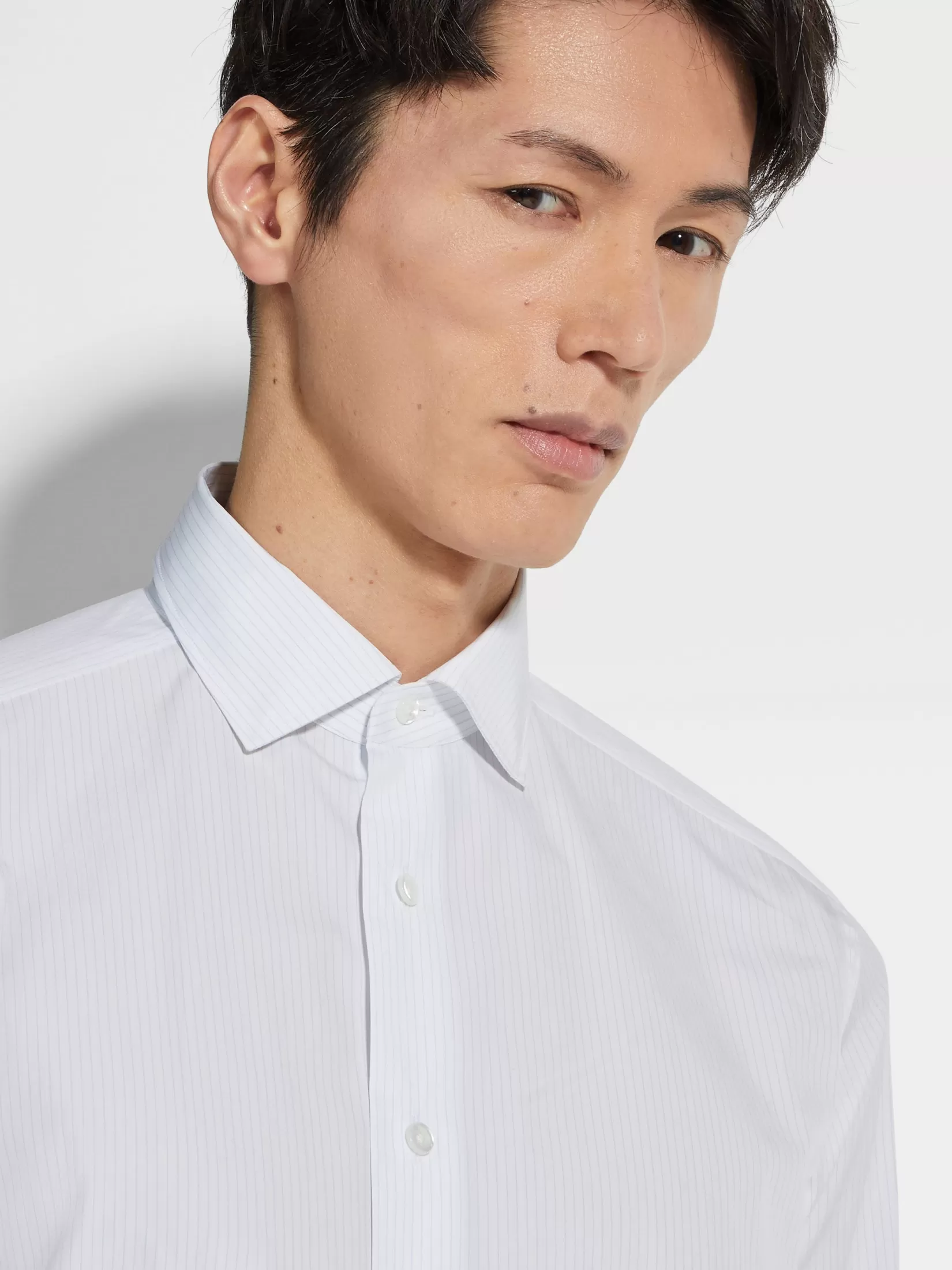 Outlet ZEGNA Camisa en Algodón Centoventimila a Rayas Color Blanco y Azul Claro Blanco/Azulclaro