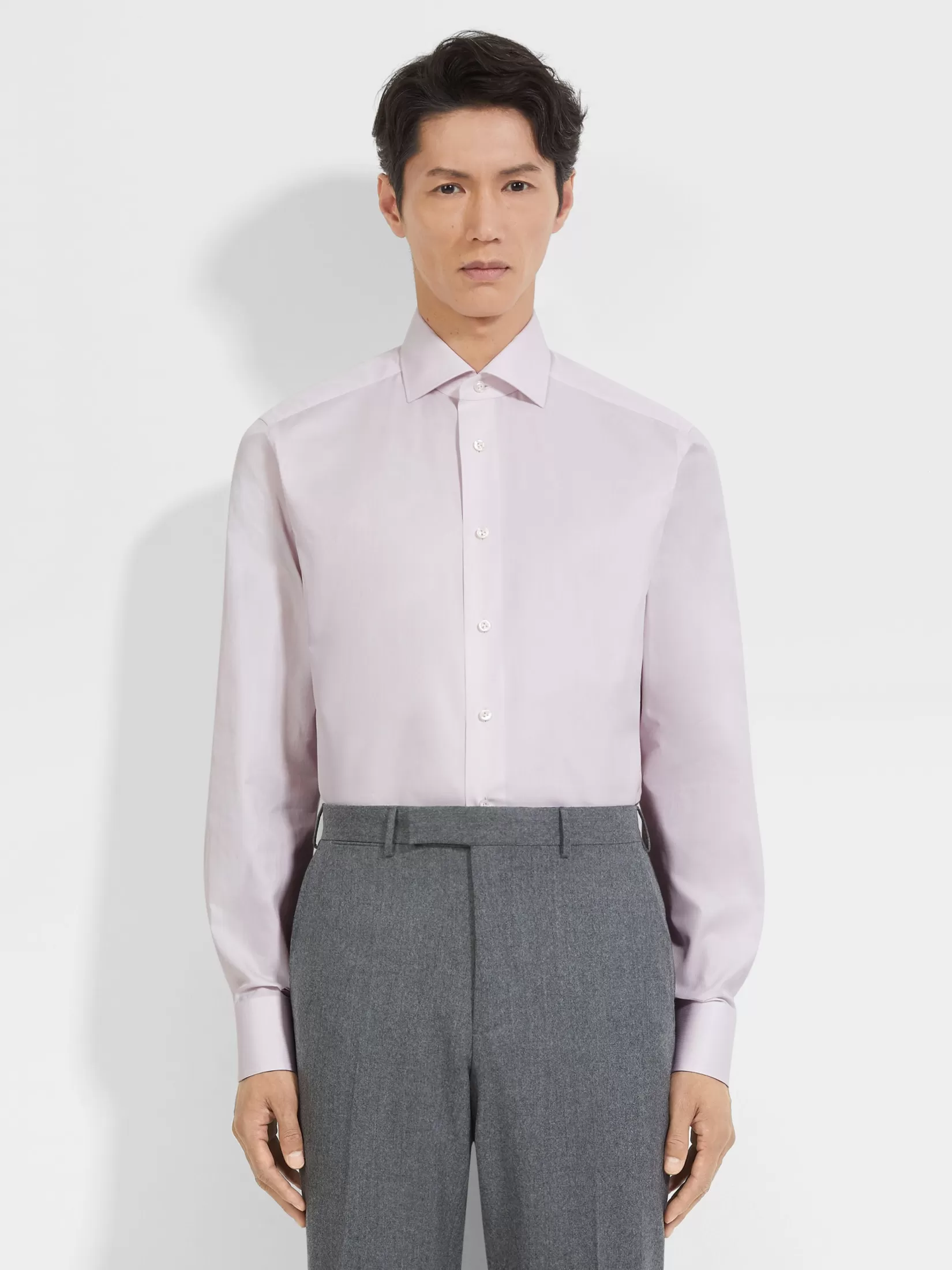 Sale ZEGNA Camisa en Algodón Centoventimila con Rayas Pequeñas Color Rosa Claro Rosaclaro