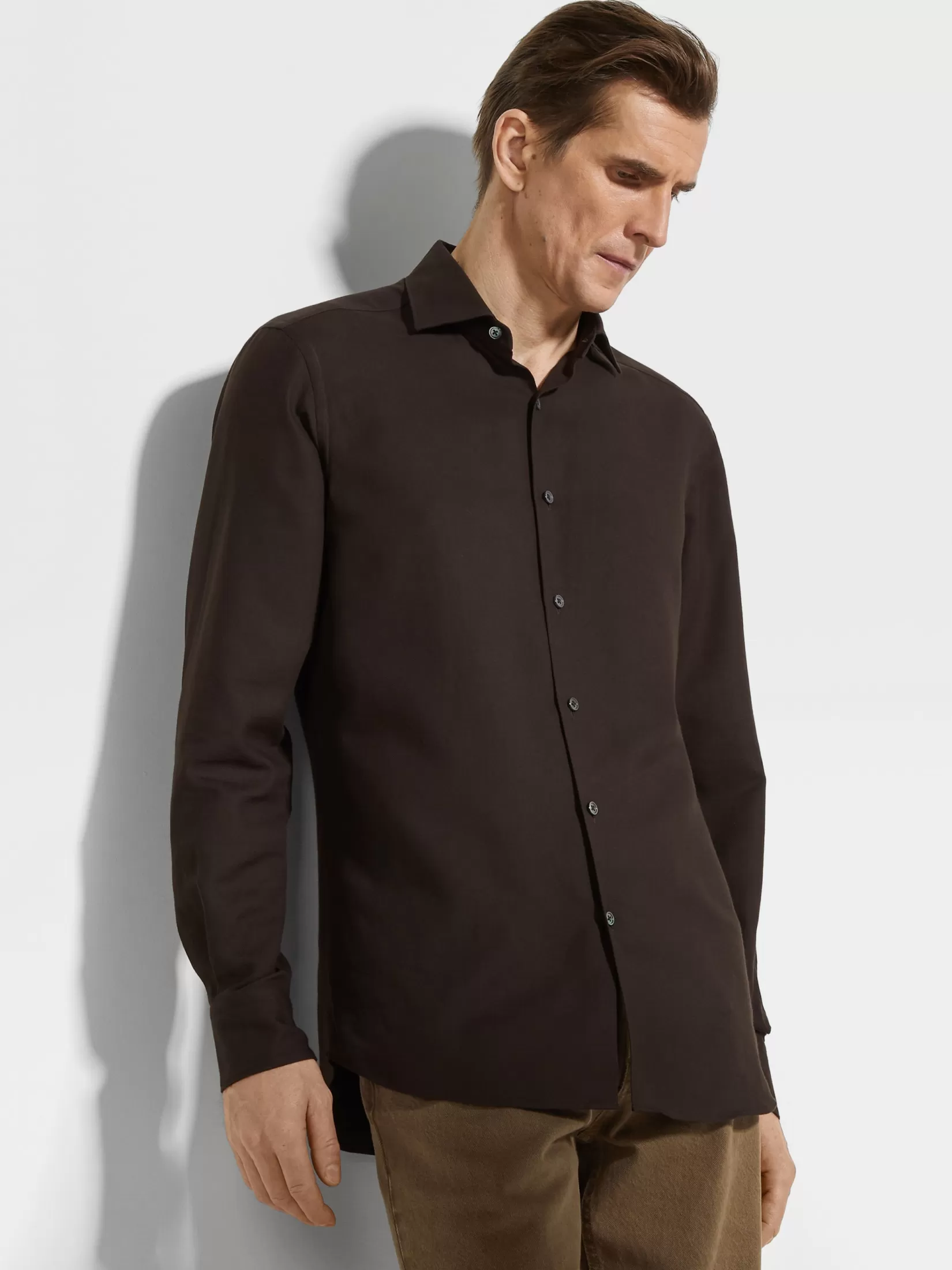 Cheap ZEGNA Camisa en Cashco Marrónoscuro