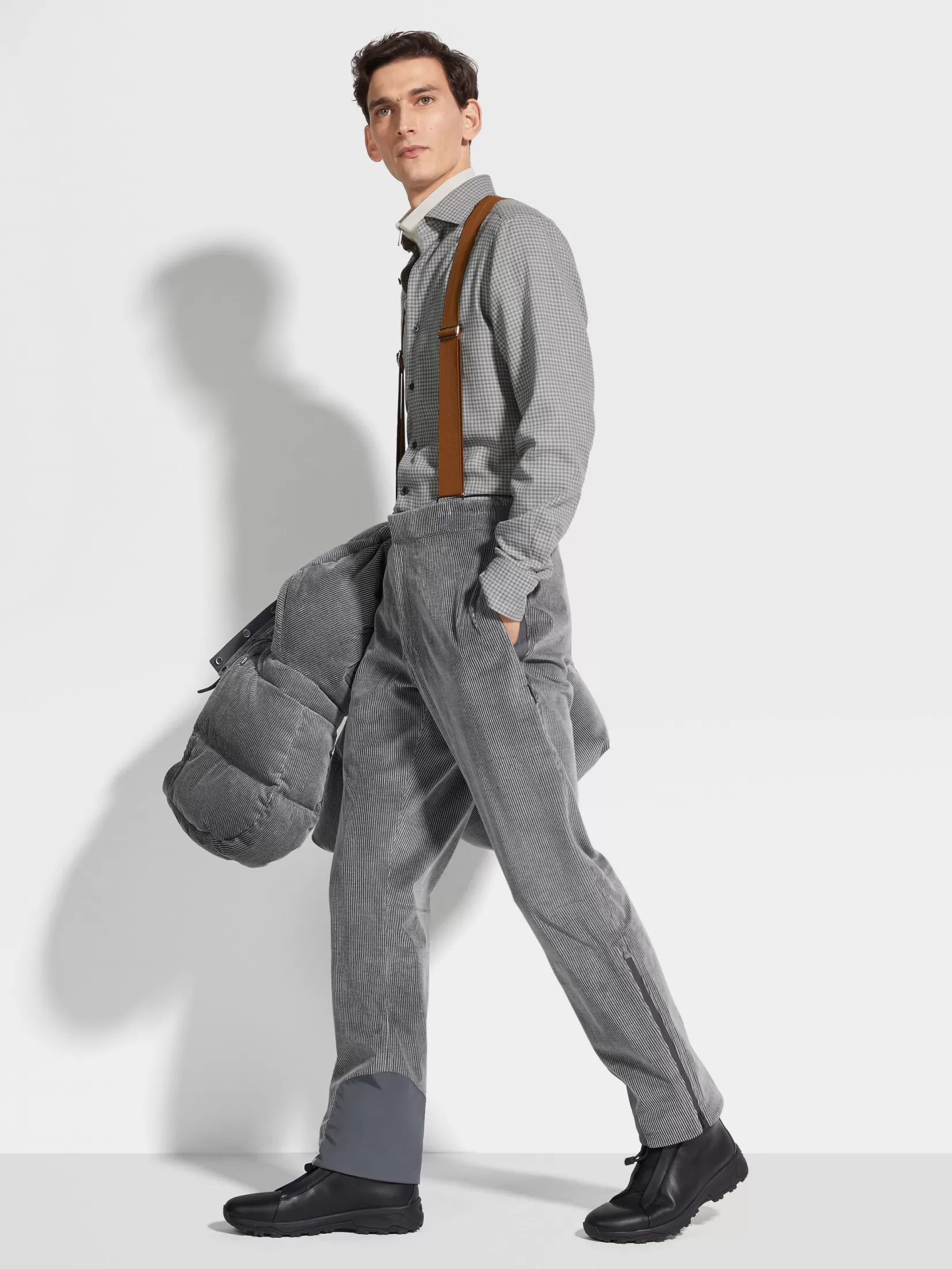 Outlet ZEGNA Camisa en Cashco Grisoscuro/Azulmarino