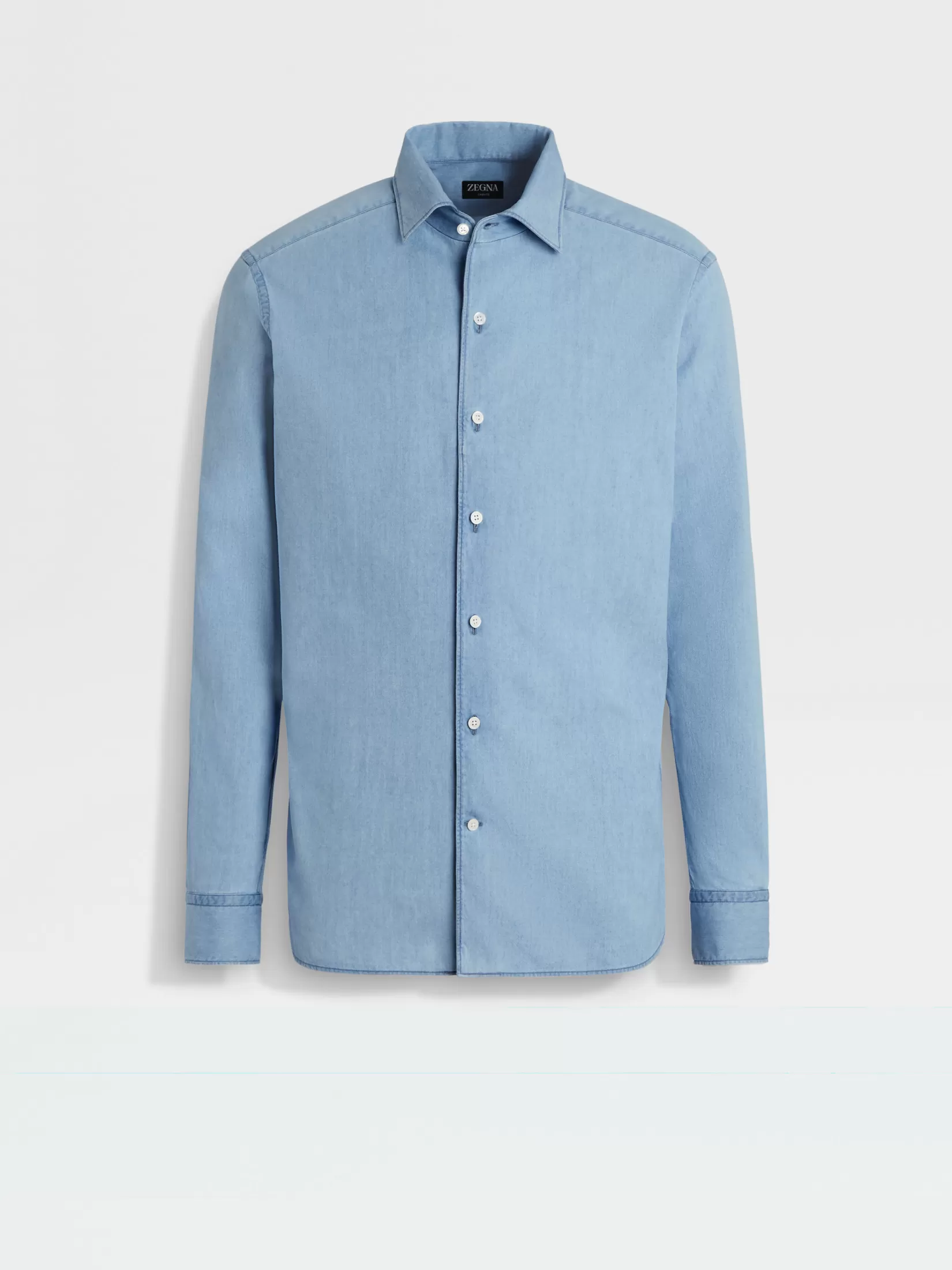 Online ZEGNA Camisa Vaquera en Algodón Descolorida Azulclaro