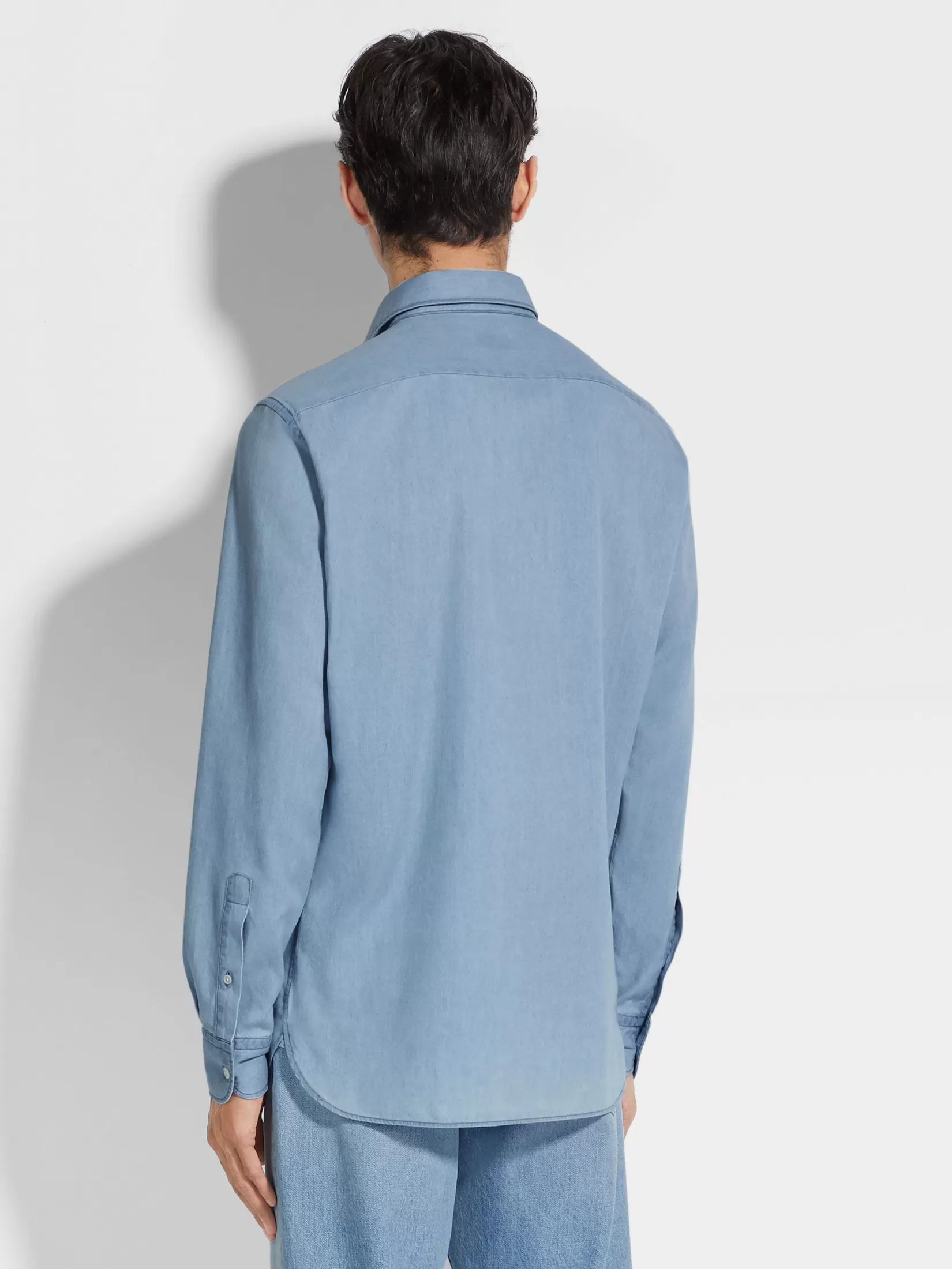 Online ZEGNA Camisa Vaquera en Algodón Descolorida Azulclaro