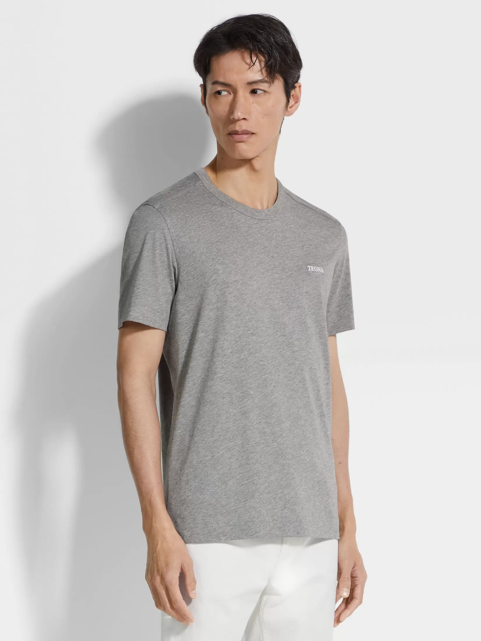 Sale ZEGNA Camiseta de Algodón Color Gris Mixto Grismixto