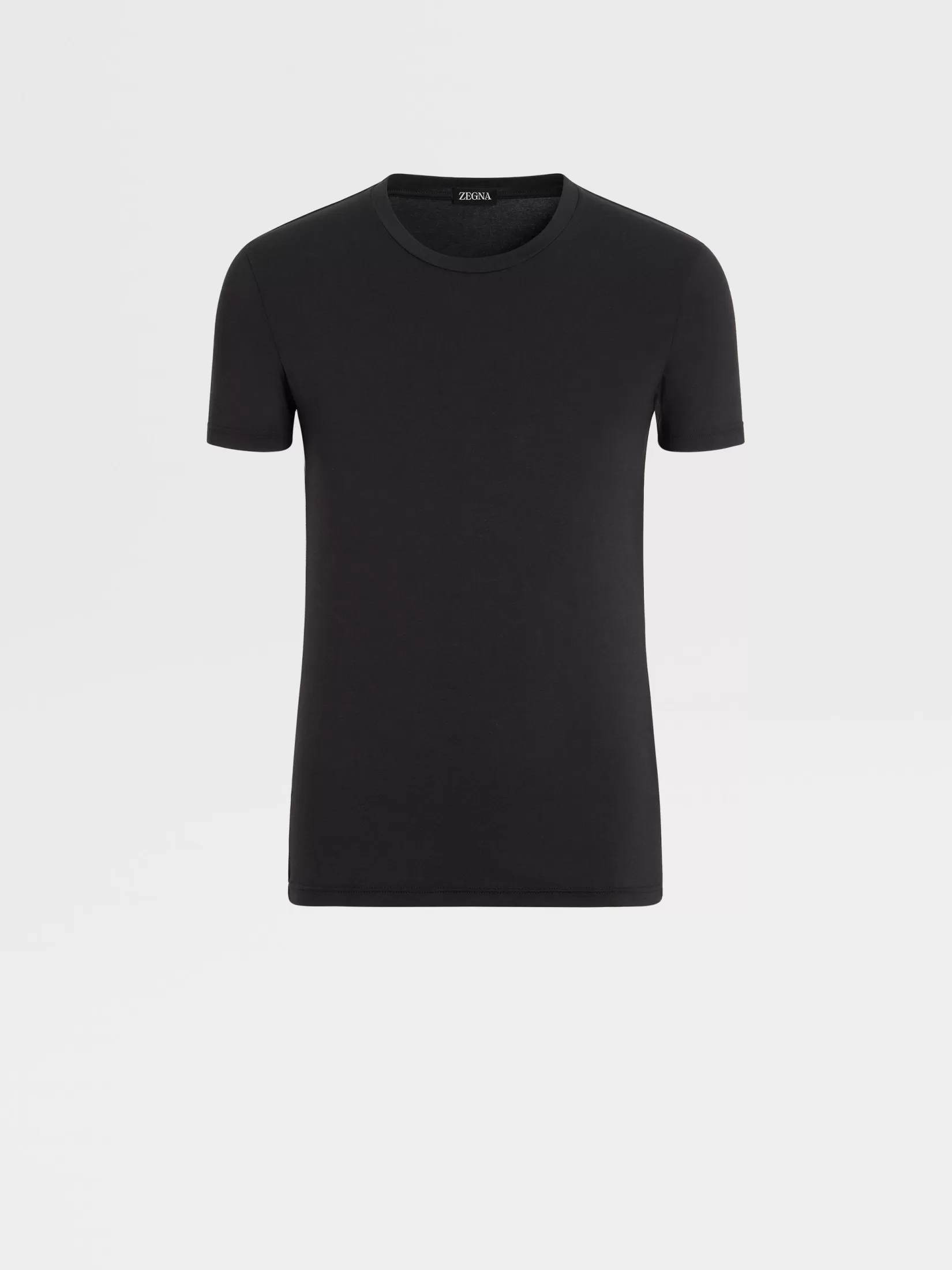 Sale ZEGNA Camiseta de Algodón Elástico Color Negro