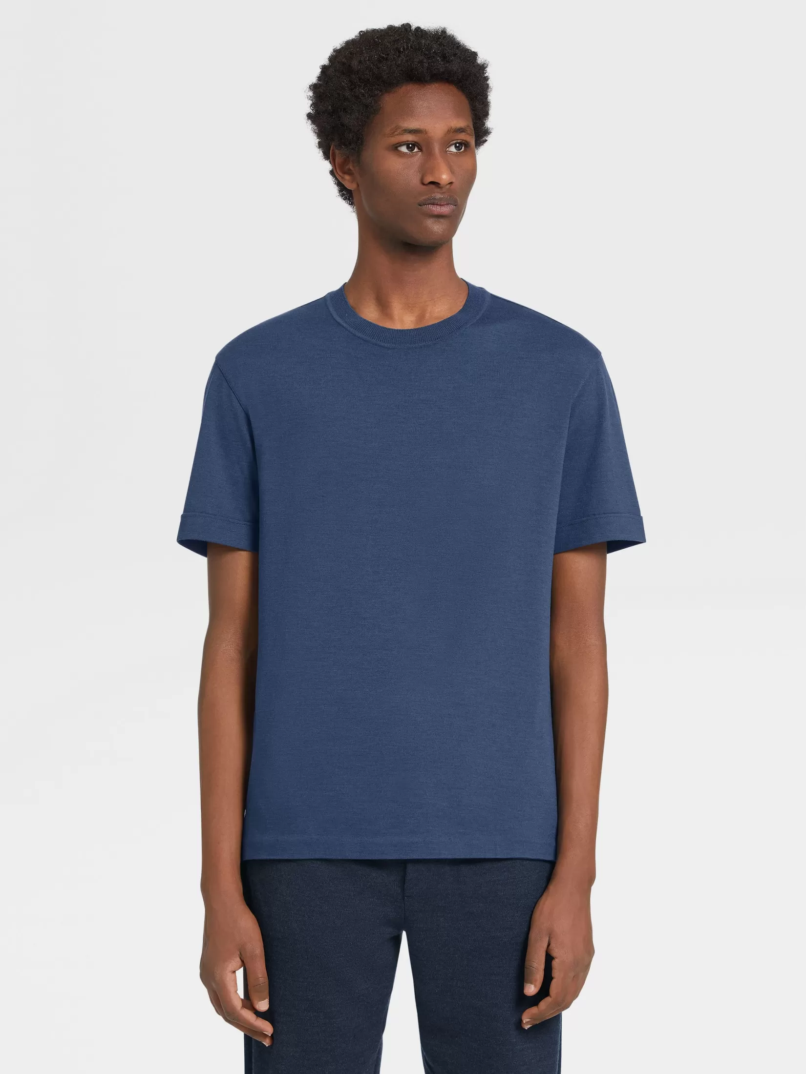 Fashion ZEGNA Camiseta de Manga Corta de Lana 12milmil12 Azul Oscuro AzulOscuro
