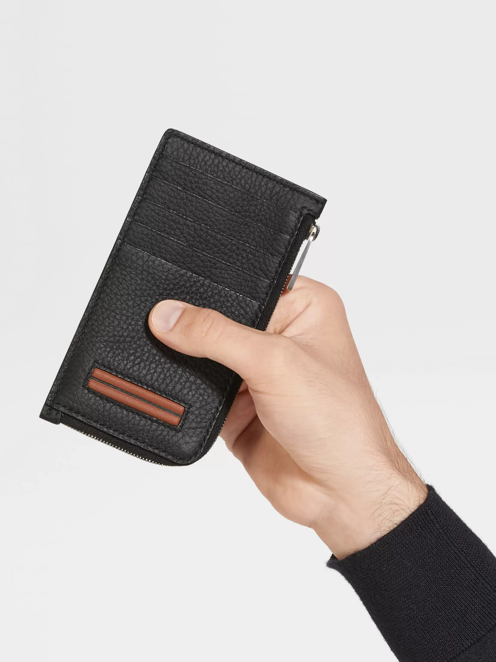 Cheap ZEGNA Cartera en Piel de Ciervo Color Negro