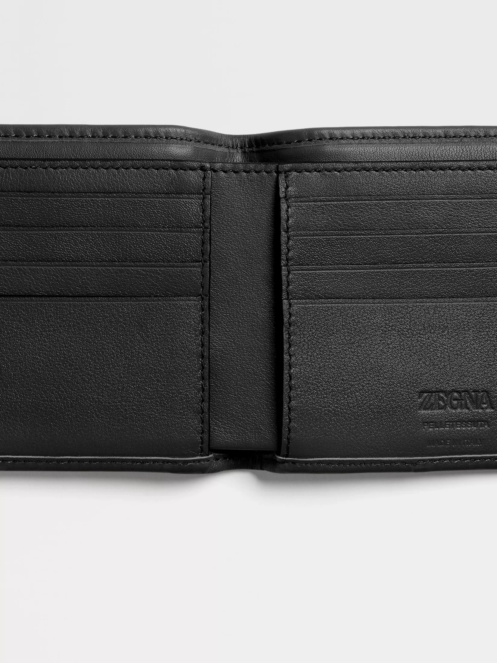 Best Sale ZEGNA Cartera Plegable de Piel PELLETESSUTA™ Color Negro