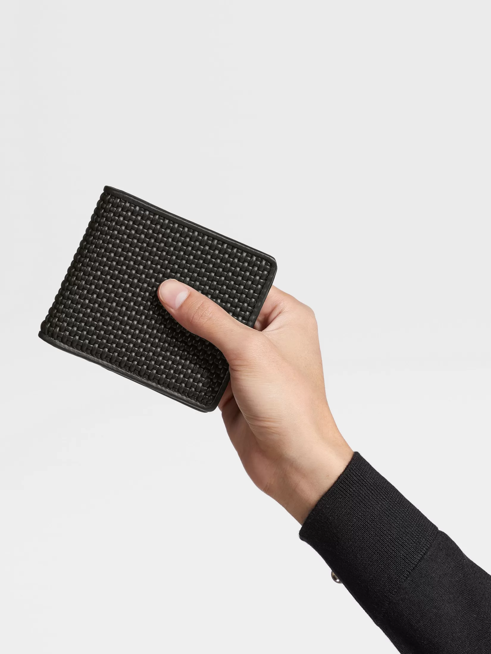 Best Sale ZEGNA Cartera Plegable de Piel PELLETESSUTA™ Color Negro