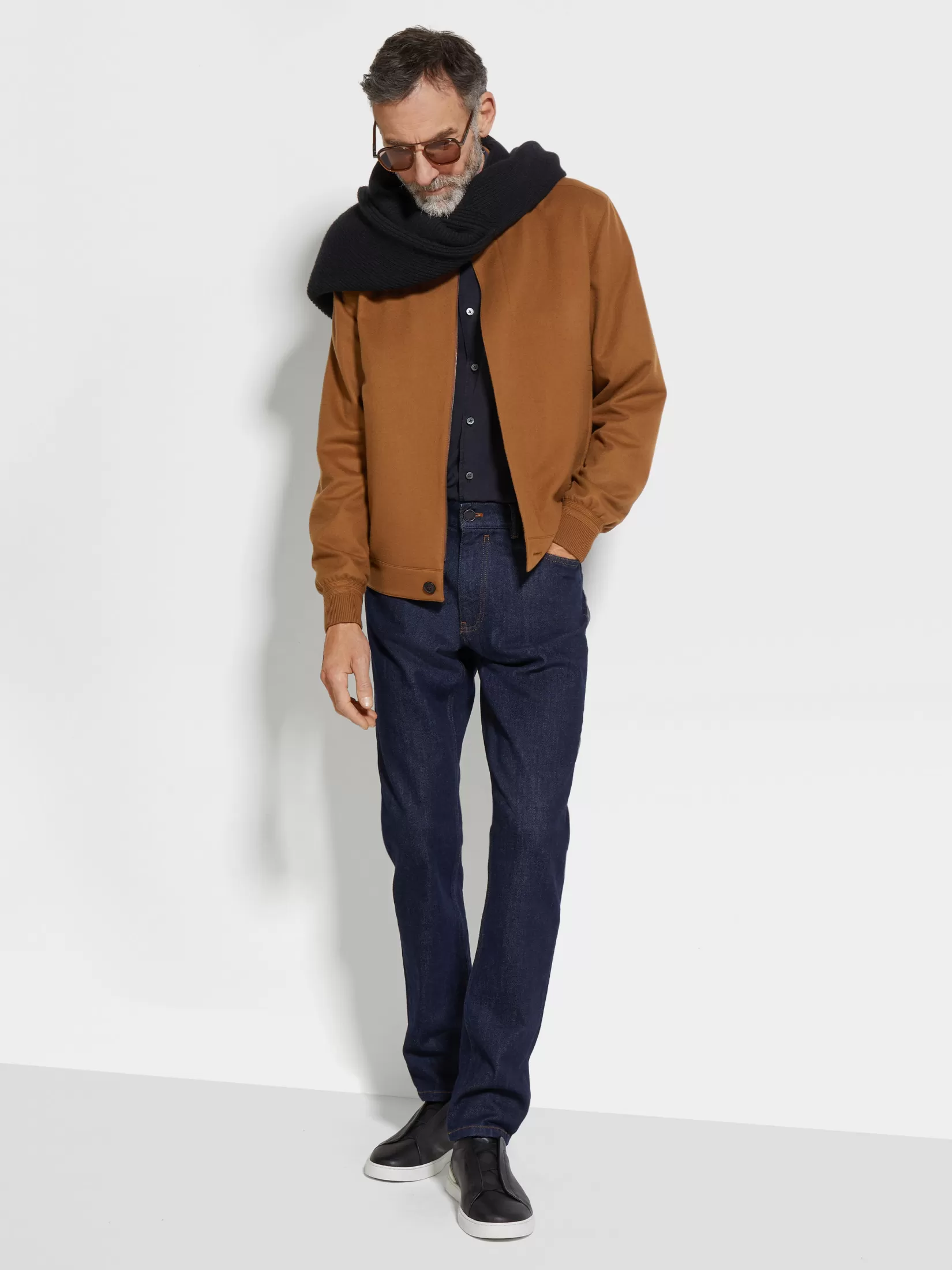 Outlet ZEGNA Chaqueta Bómber en Oasi Cashmere Elements Foliageoscuro