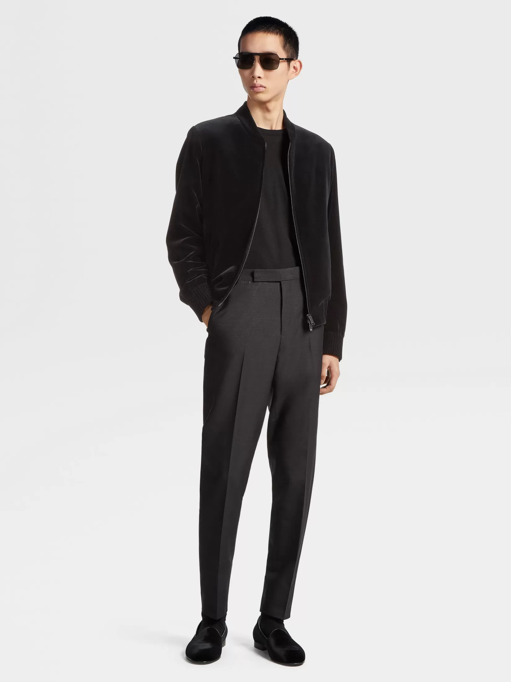 Cheap ZEGNA Chaqueta Bomber de Fiesta en Algodón Color Negro