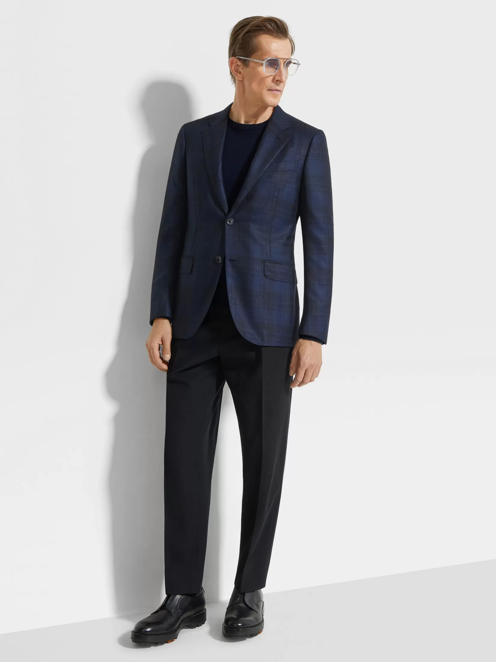 Online ZEGNA Chaqueta de Cachemira y Seda Color Azul Marino y Azul Azulmarino/Azul