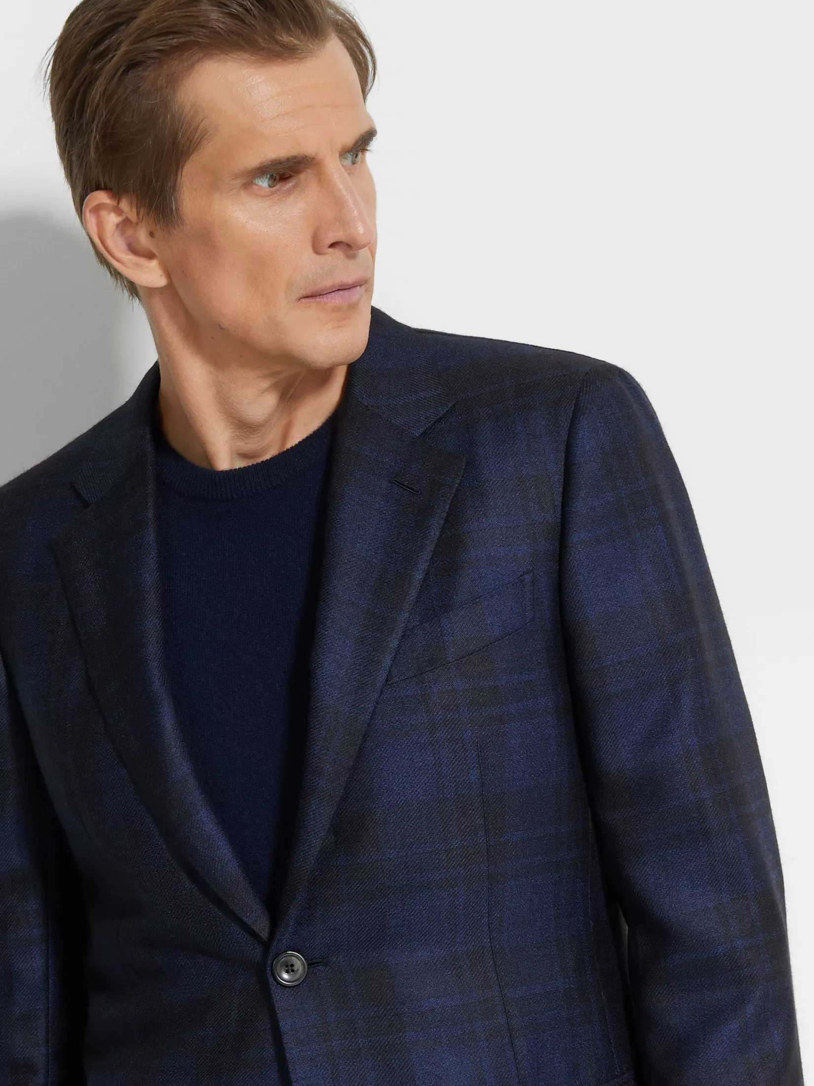 Online ZEGNA Chaqueta de Cachemira y Seda Color Azul Marino y Azul Azulmarino/Azul