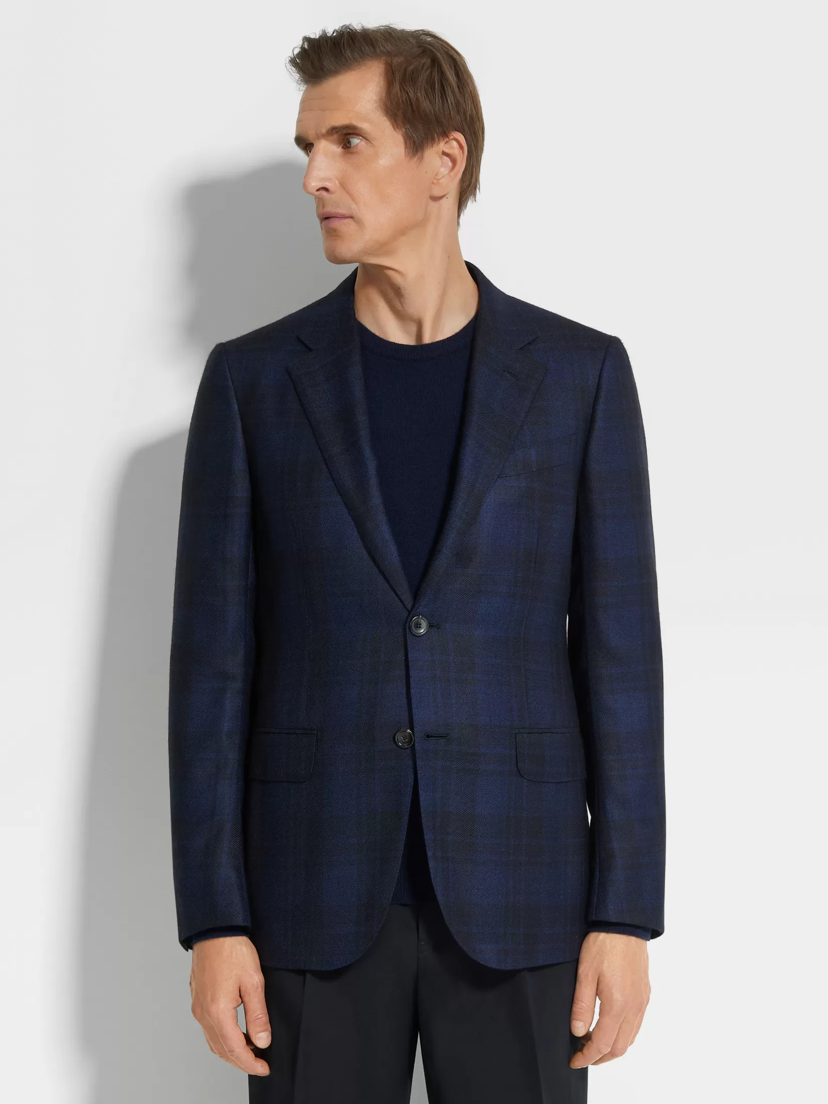 Online ZEGNA Chaqueta de Cachemira y Seda Color Azul Marino y Azul Azulmarino/Azul