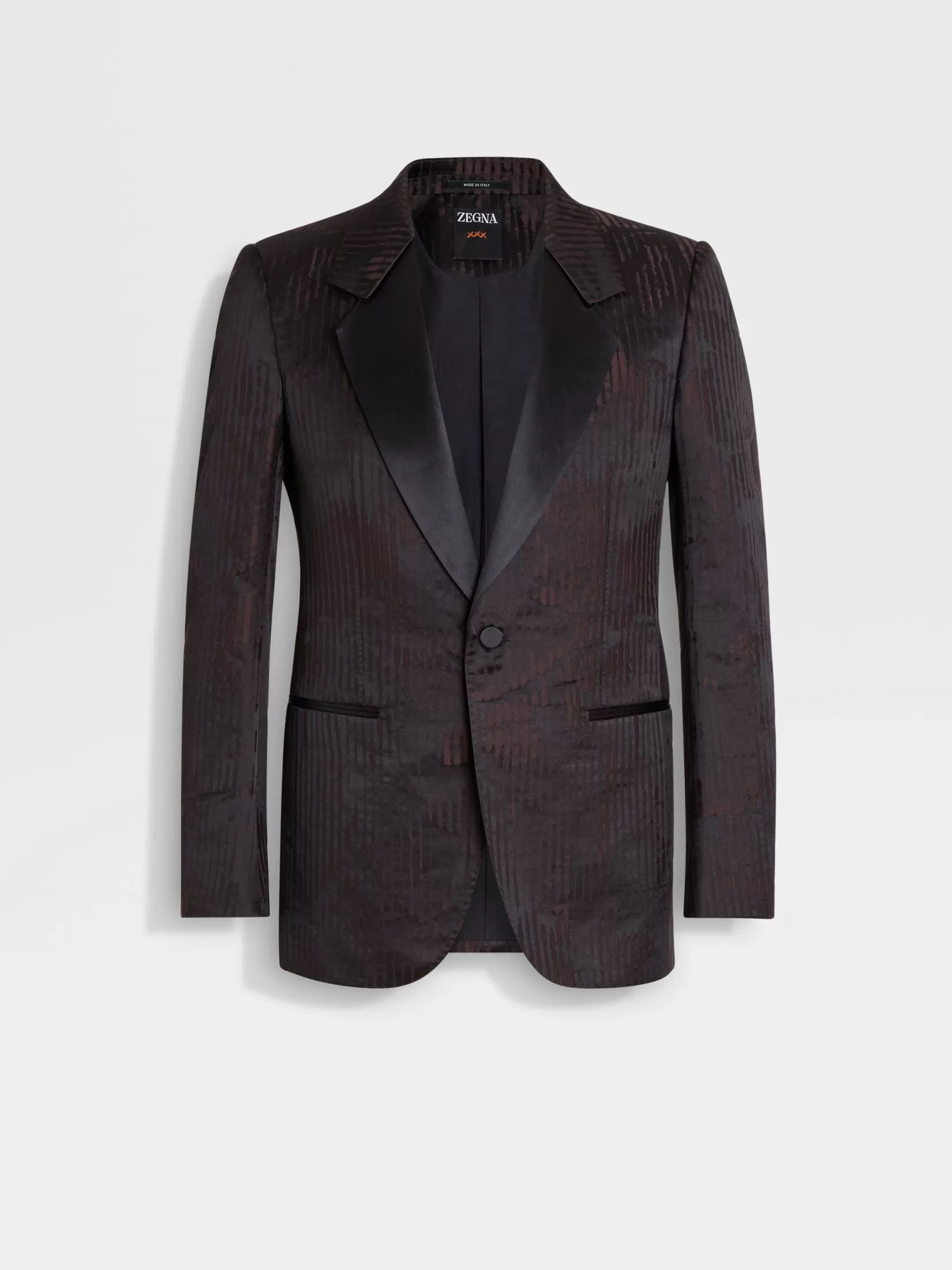 New ZEGNA Chaqueta de Fiesta en Lana y Seda Marrón Oscuro y Negro Marrónoscuro/Negro