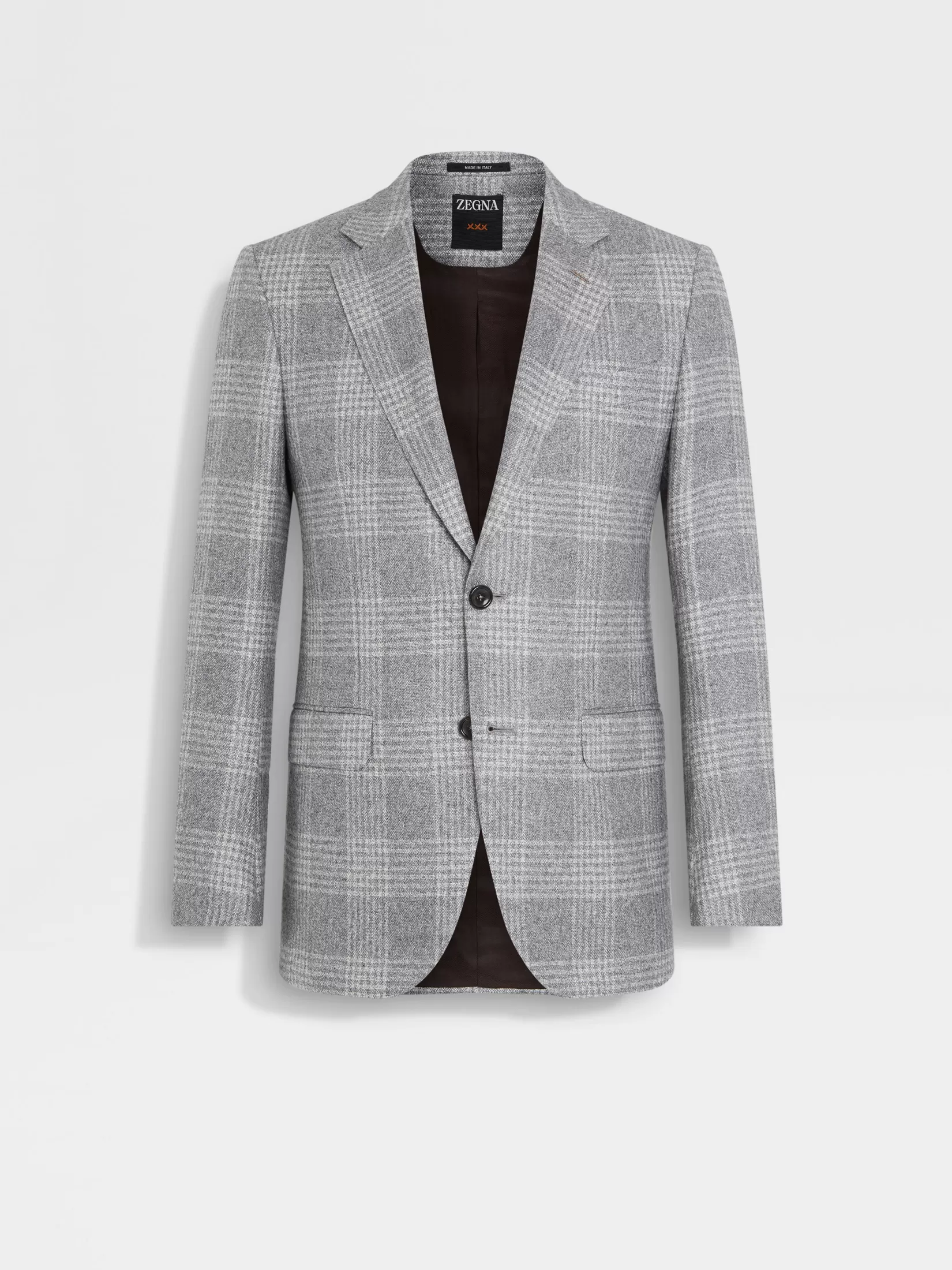 Flash Sale ZEGNA Chaqueta de Seda y Cachemira en Gris y Blanco Gris/Blanco