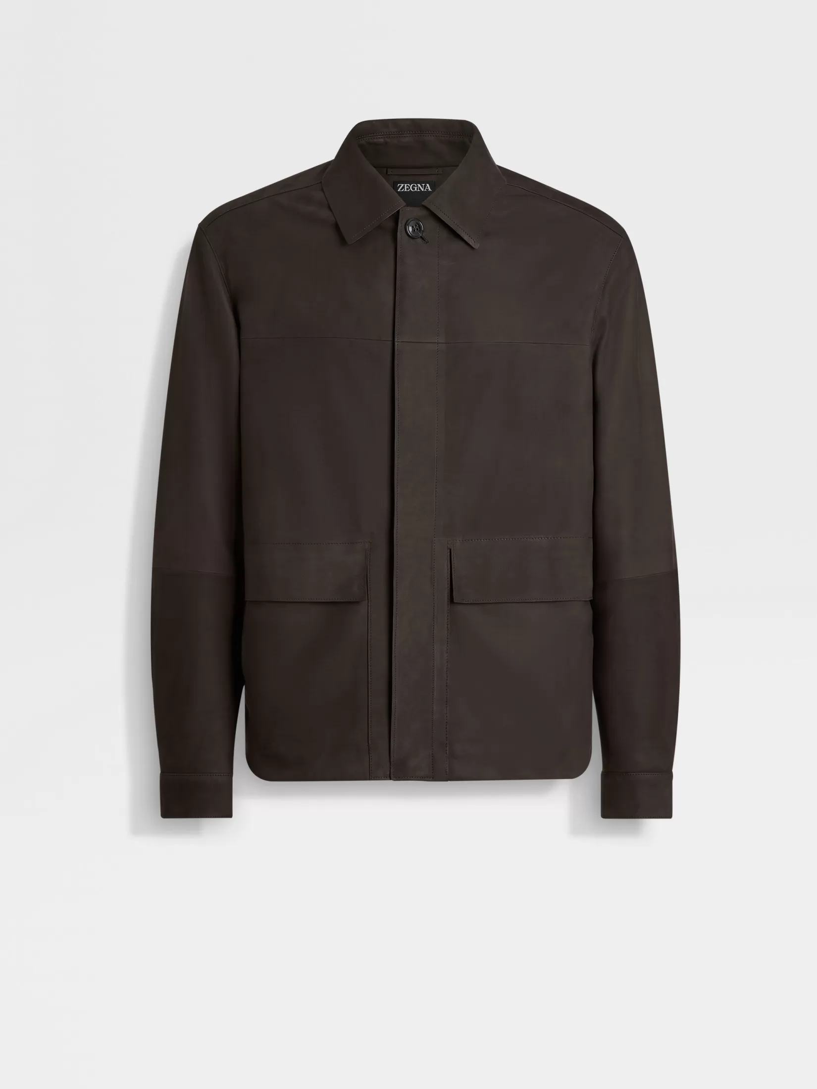 Best Sale ZEGNA Chaqueta Fina en Nobuk Marrónoscuro