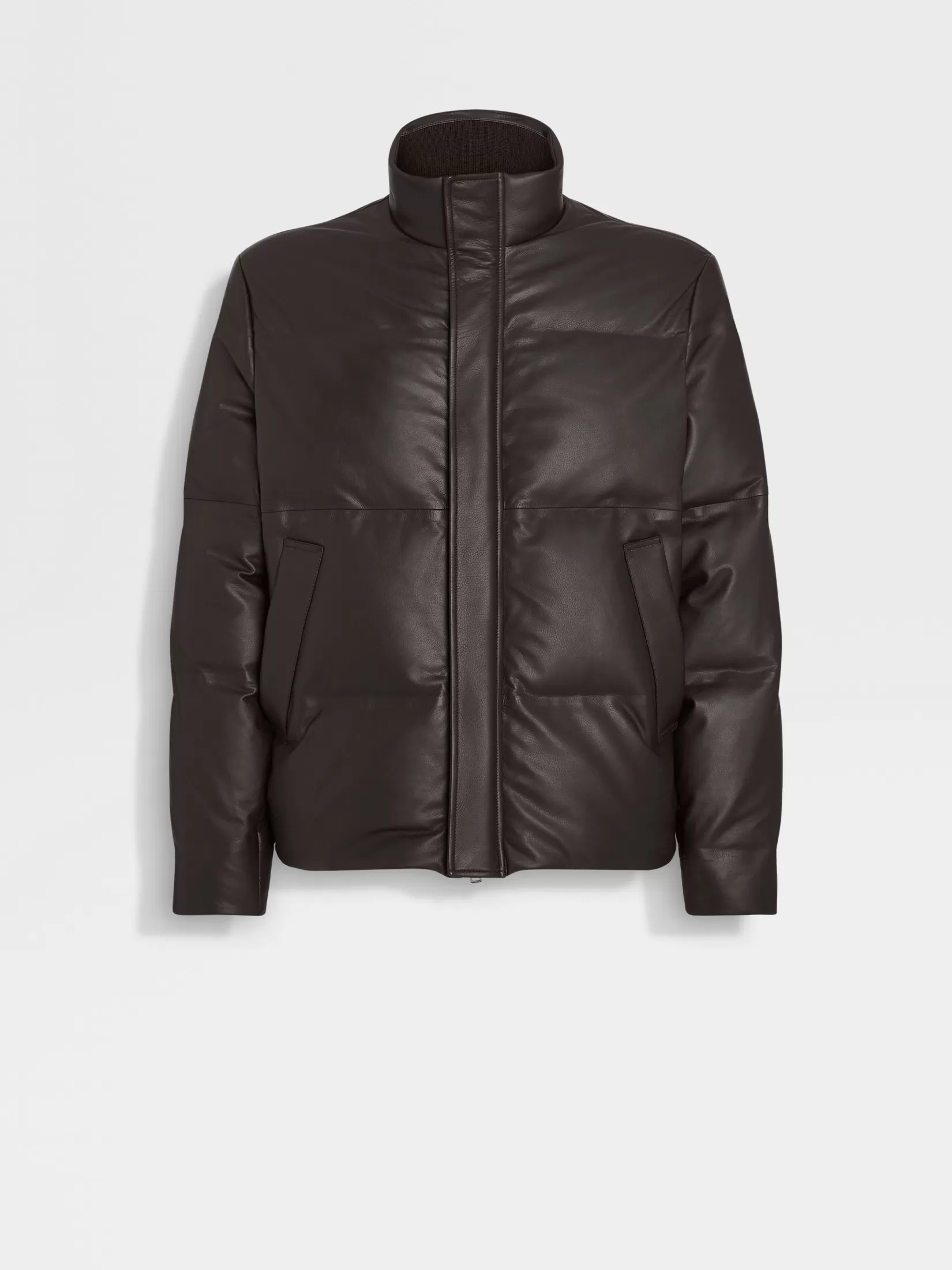 Clearance ZEGNA Chaqueta Fina en Piel de Napa Marrónoscuro