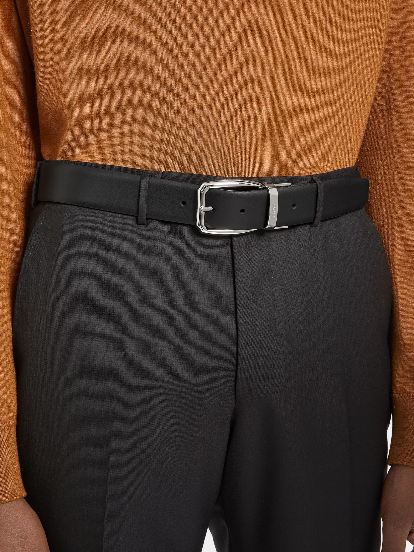 Outlet ZEGNA Cinturón de Piel Reversible Color Negro