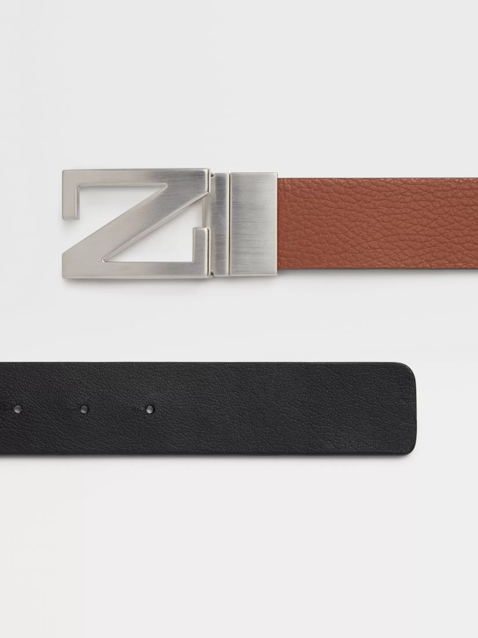 Cheap ZEGNA Cinturón de Piel Reversible Negro y Color Foliage Foliage/Negro