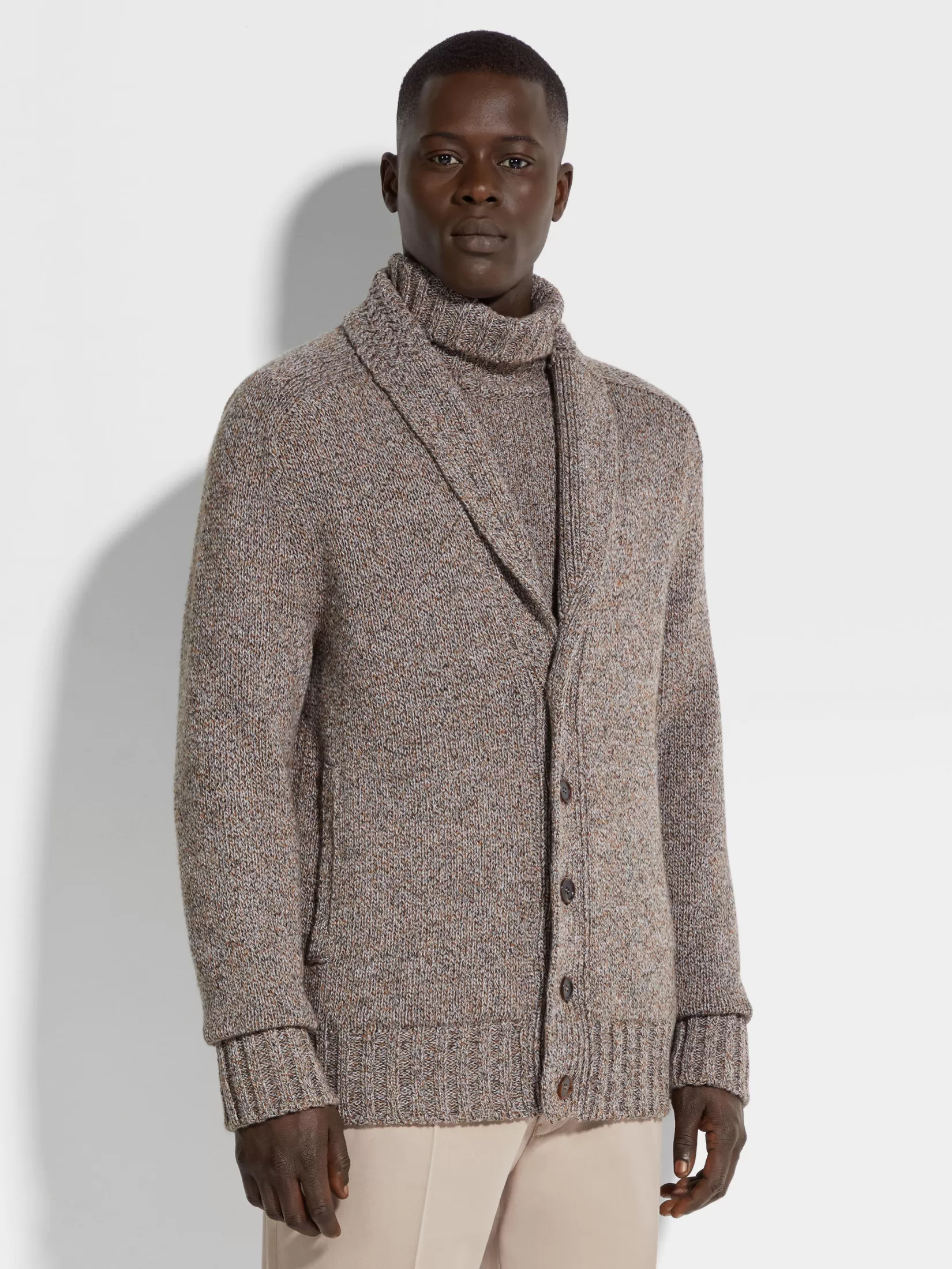 Fashion ZEGNA Cárdigan en Oasi Cashmere Color Foliage Oscuro y Pardo Foliageoscuro/Grispardo