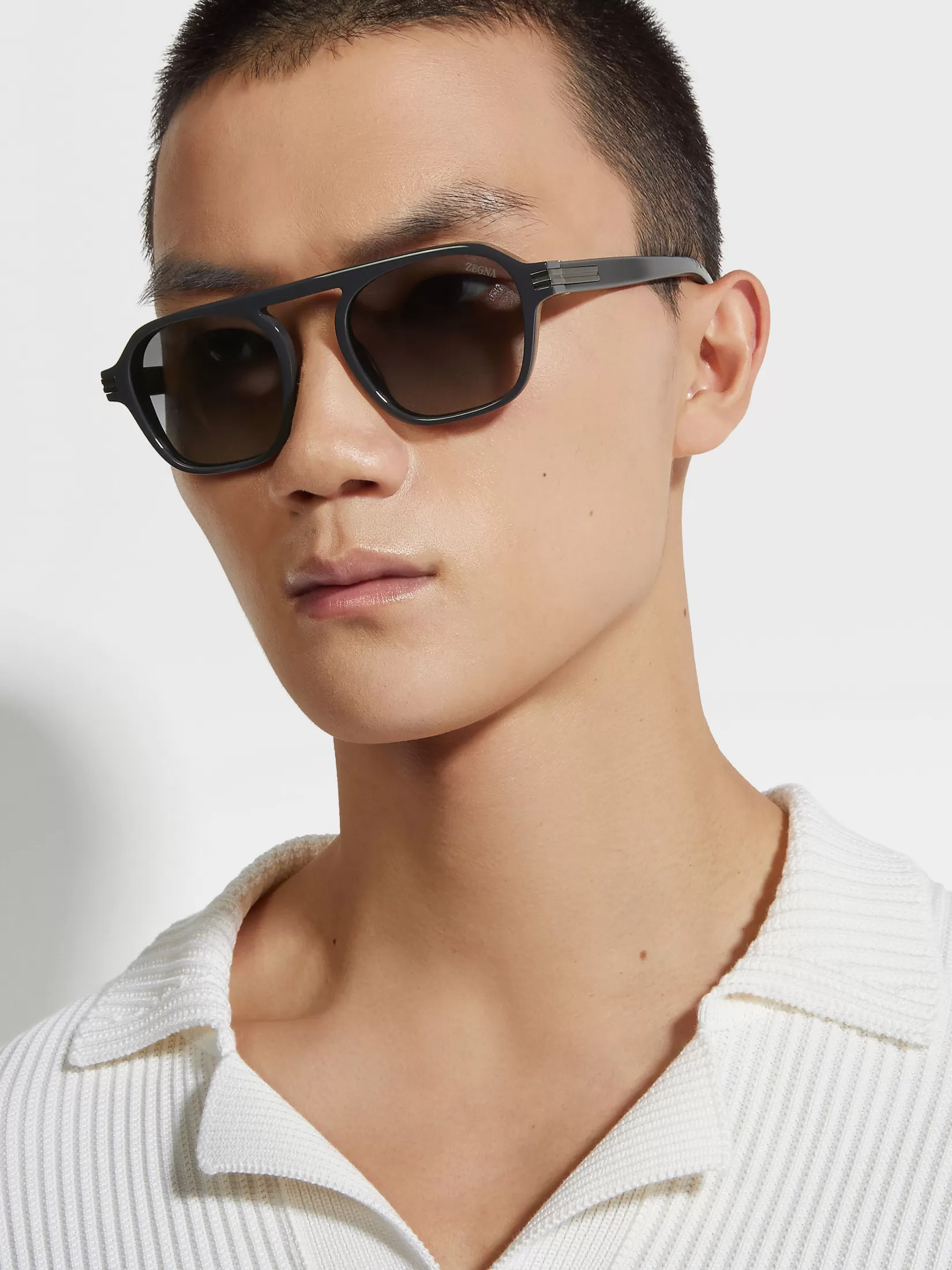 Cheap ZEGNA Gafas de Sol Aurora II en Acetato Gris Asfalto Grisasfalto