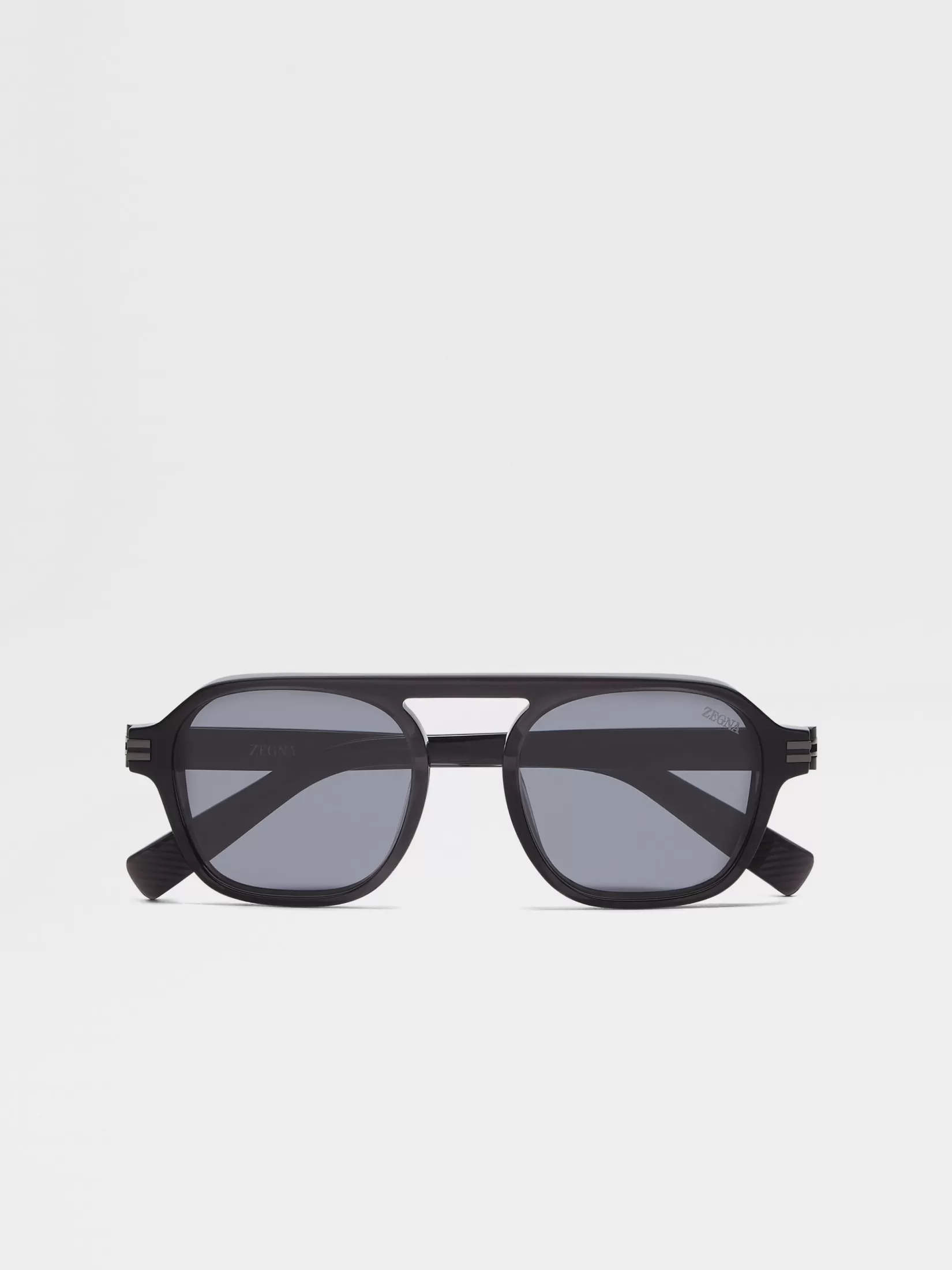 Shop ZEGNA Gafas de Sol Aurora II en Acetato Gris Oscuro Transparente Grisoscurotransparente