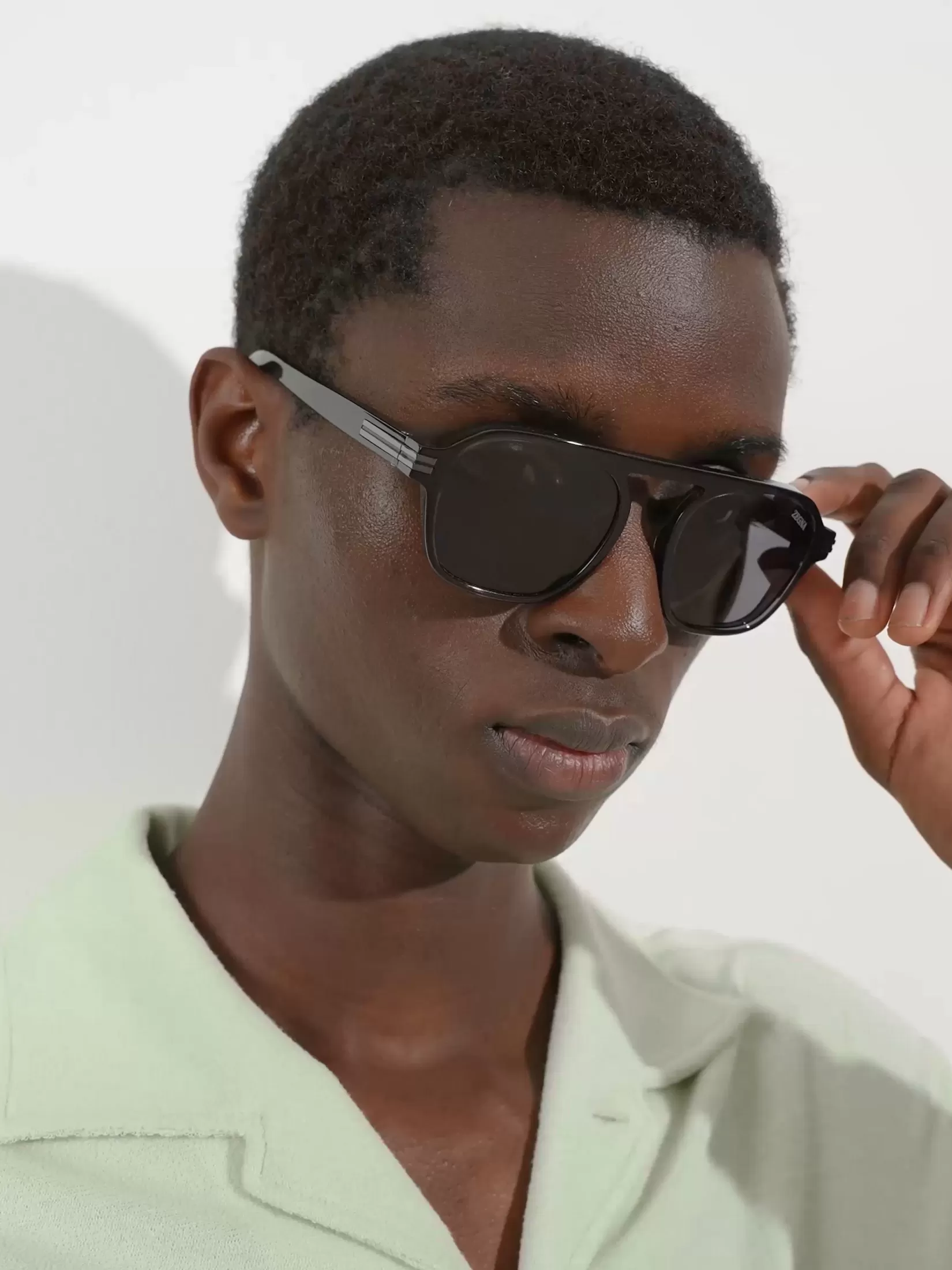 Shop ZEGNA Gafas de Sol Aurora II en Acetato Gris Oscuro Transparente Grisoscurotransparente