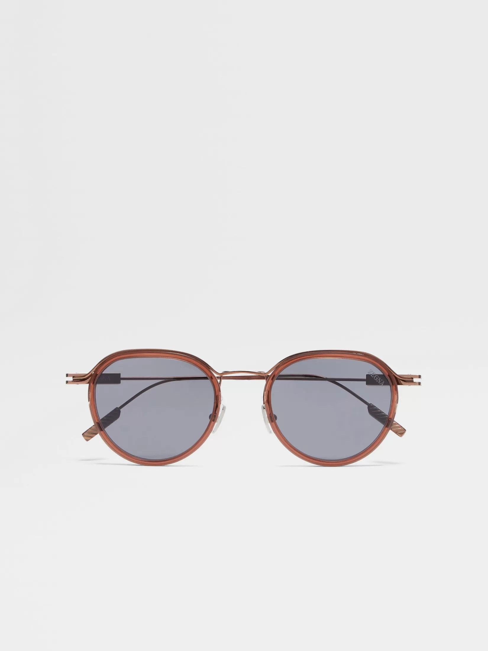 Outlet ZEGNA Gafas de Sol en Acetato y Metal Color Marrón Transparente Marróntransparente