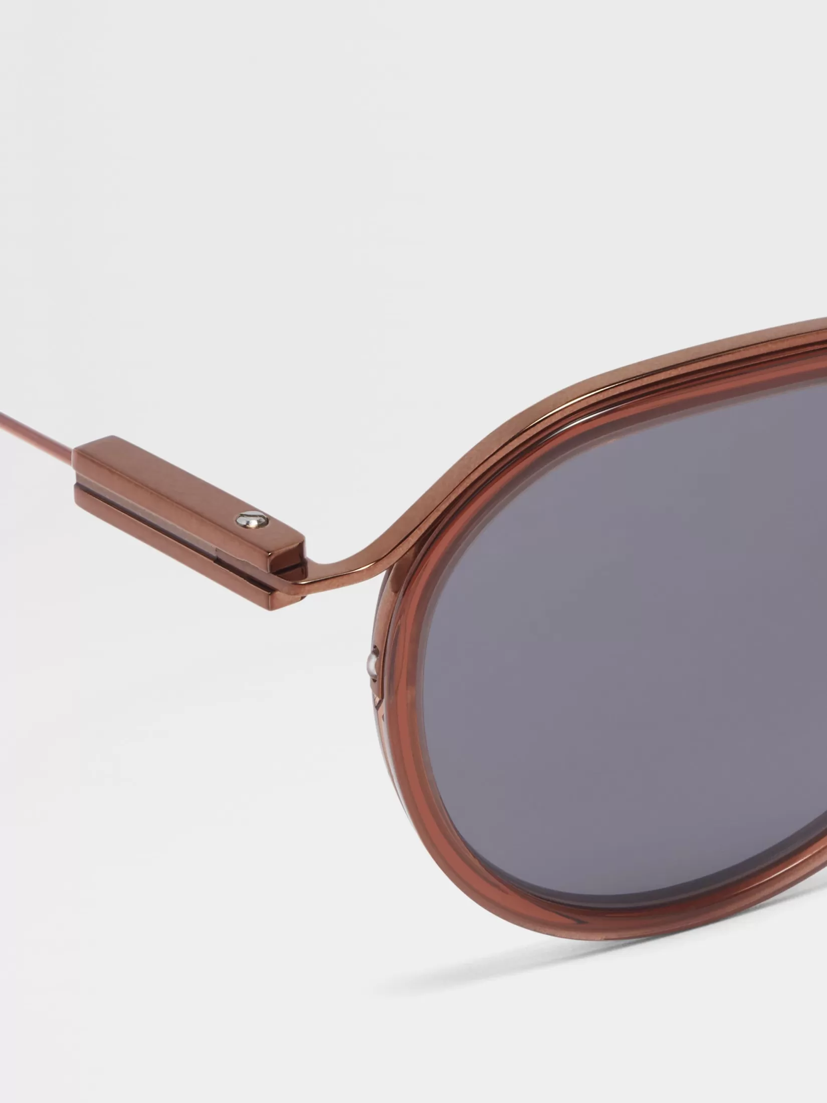 Outlet ZEGNA Gafas de Sol en Acetato y Metal Color Marrón Transparente Marróntransparente