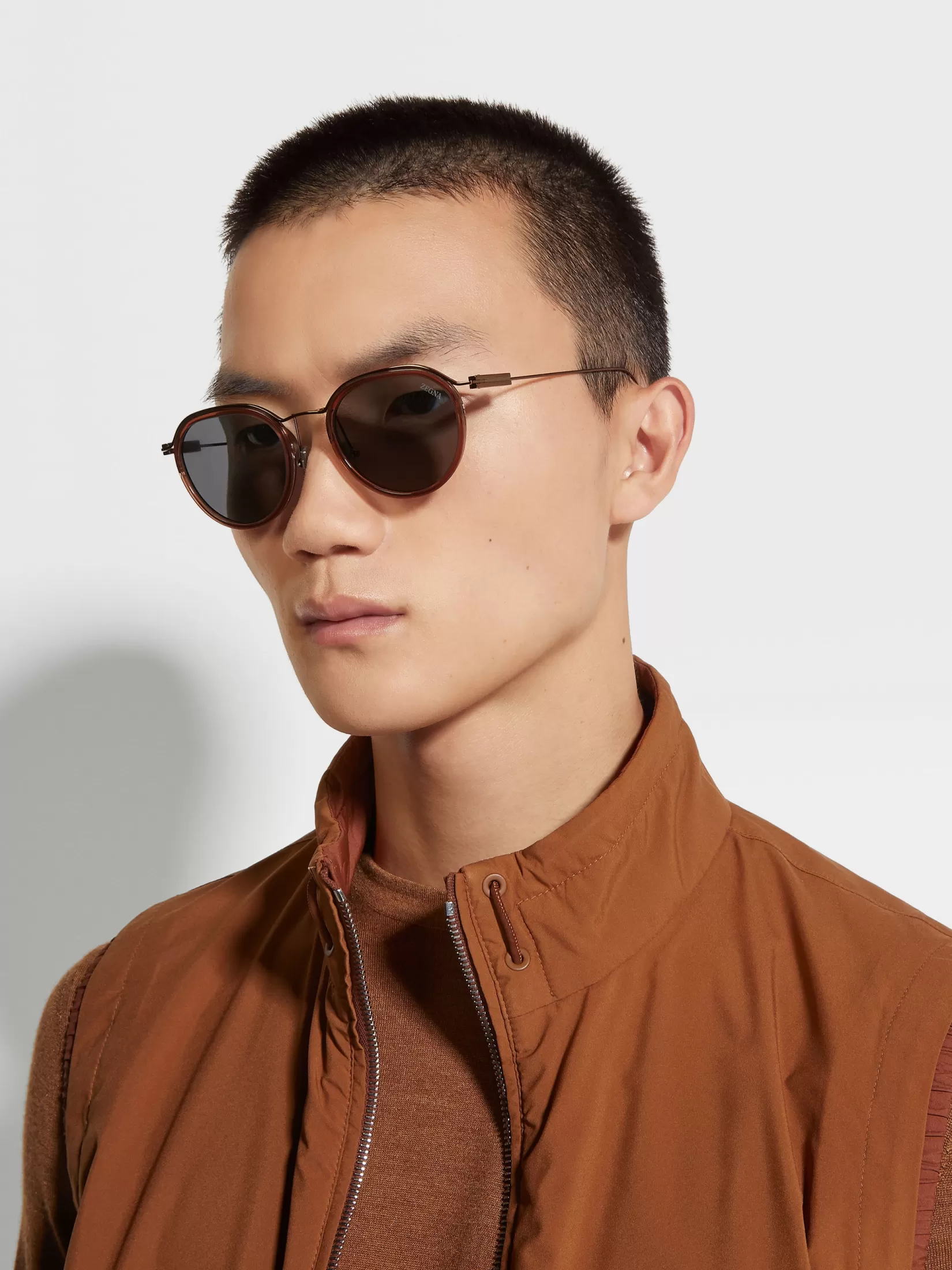 Outlet ZEGNA Gafas de Sol en Acetato y Metal Color Marrón Transparente Marróntransparente