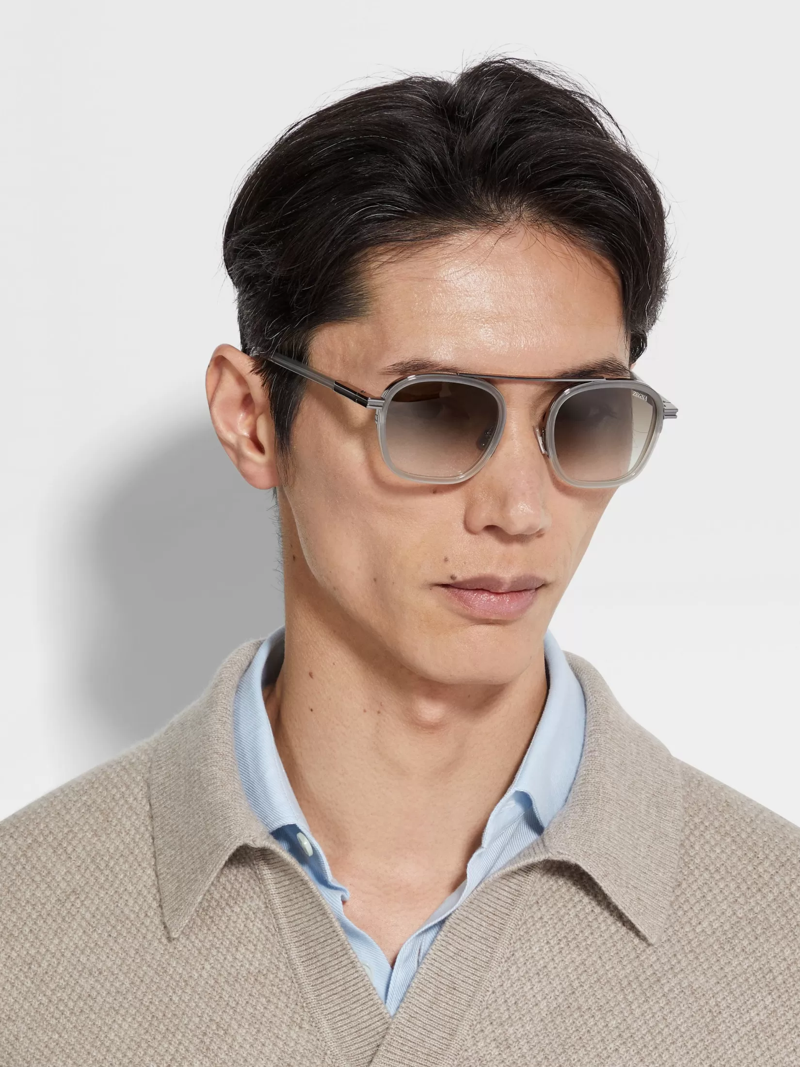Store ZEGNA Gafas de Sol Orizzonte I en Acetato y Metal Color Gris