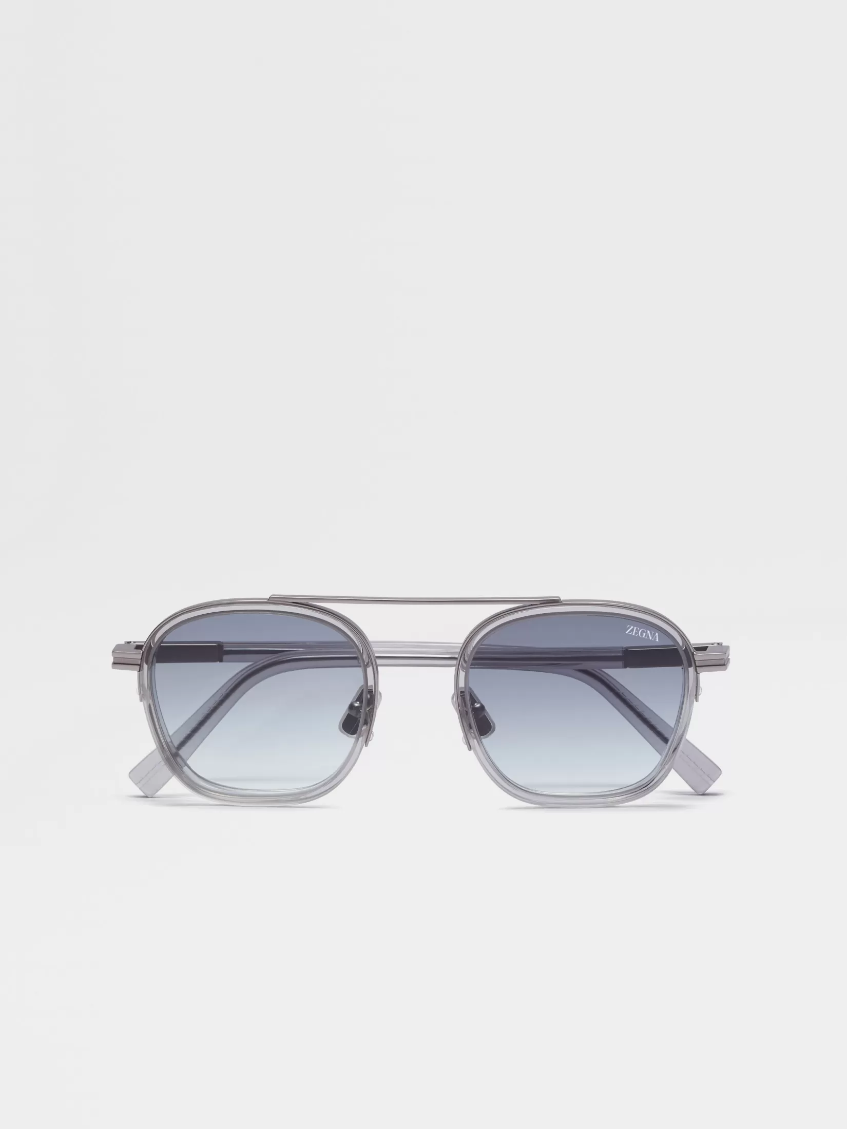 Outlet ZEGNA Gafas de Sol Orizzonte I en Acetato y Metal Color Gris Claro Transparente Grisclarotransparente