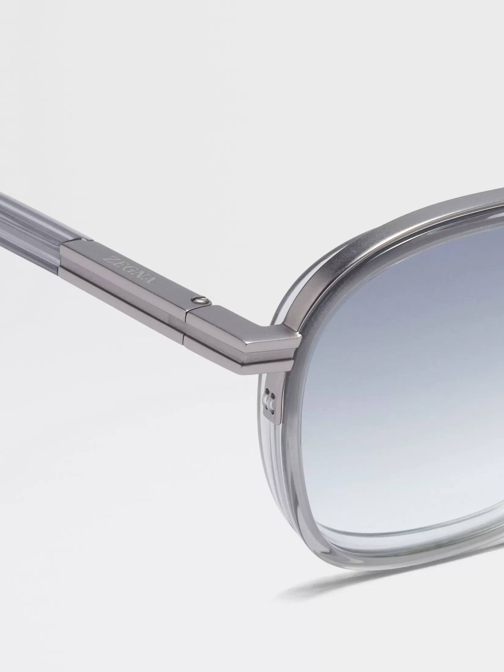 Outlet ZEGNA Gafas de Sol Orizzonte I en Acetato y Metal Color Gris Claro Transparente Grisclarotransparente