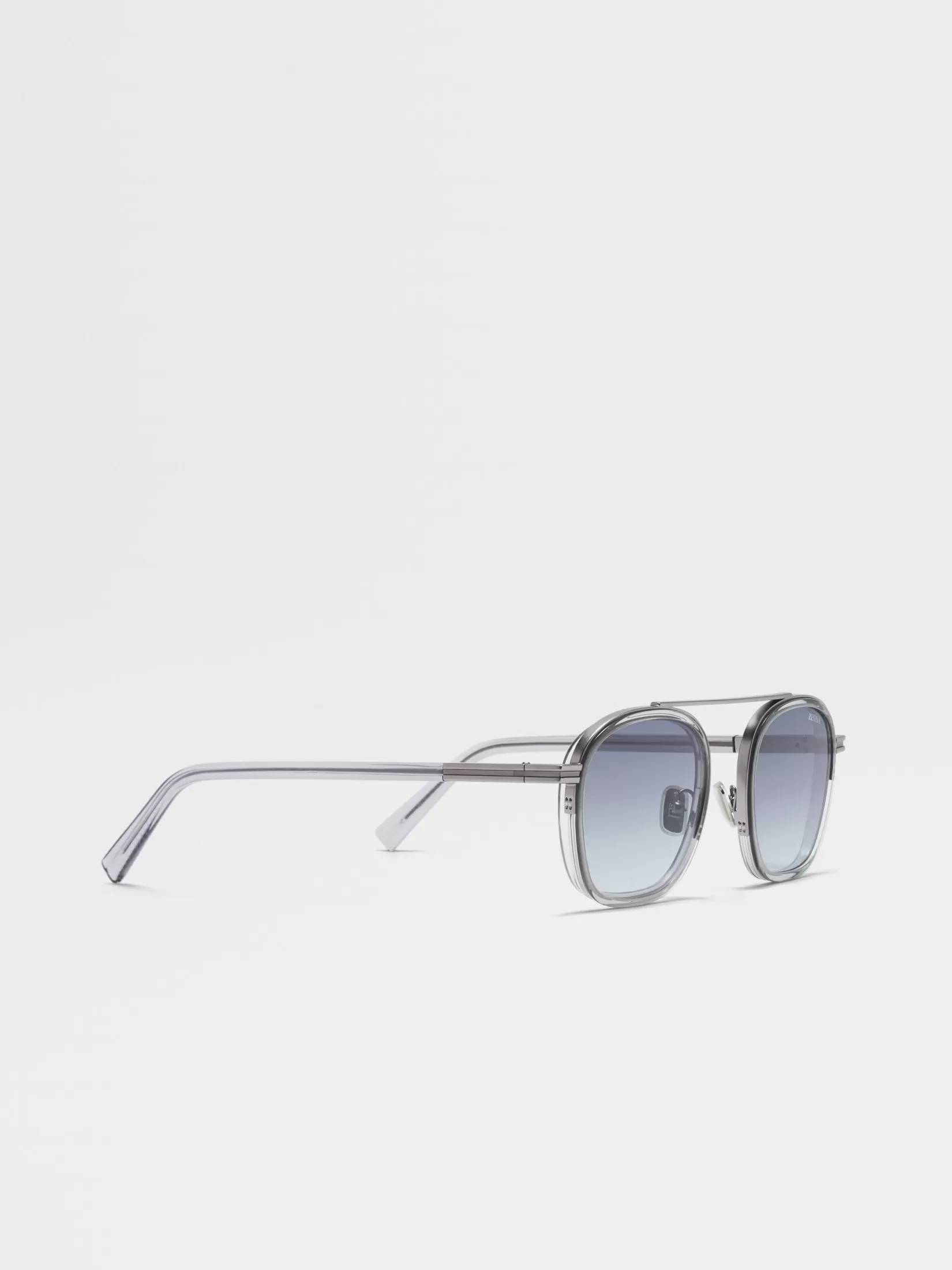 Outlet ZEGNA Gafas de Sol Orizzonte I en Acetato y Metal Color Gris Claro Transparente Grisclarotransparente