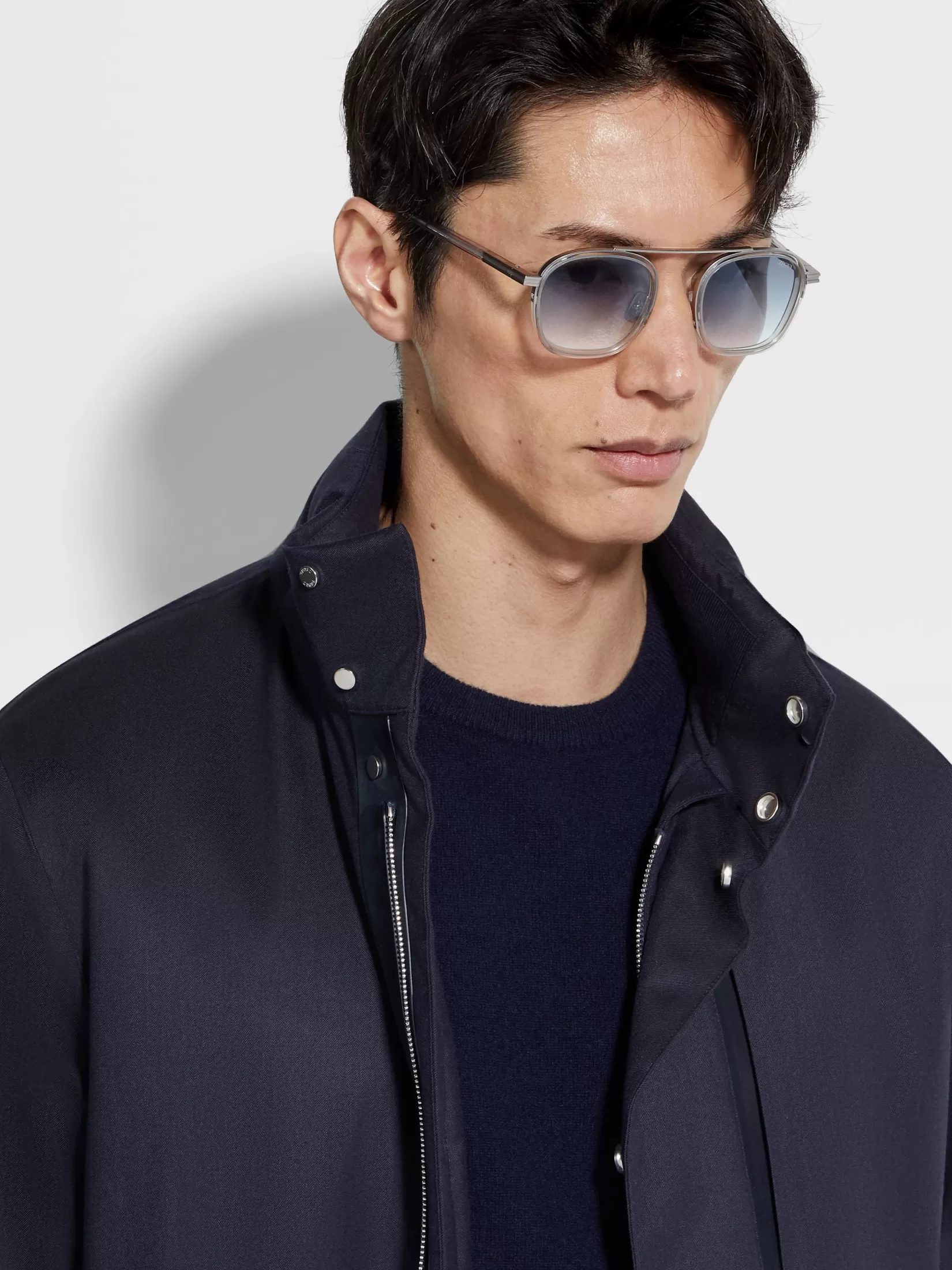 Outlet ZEGNA Gafas de Sol Orizzonte I en Acetato y Metal Color Gris Claro Transparente Grisclarotransparente