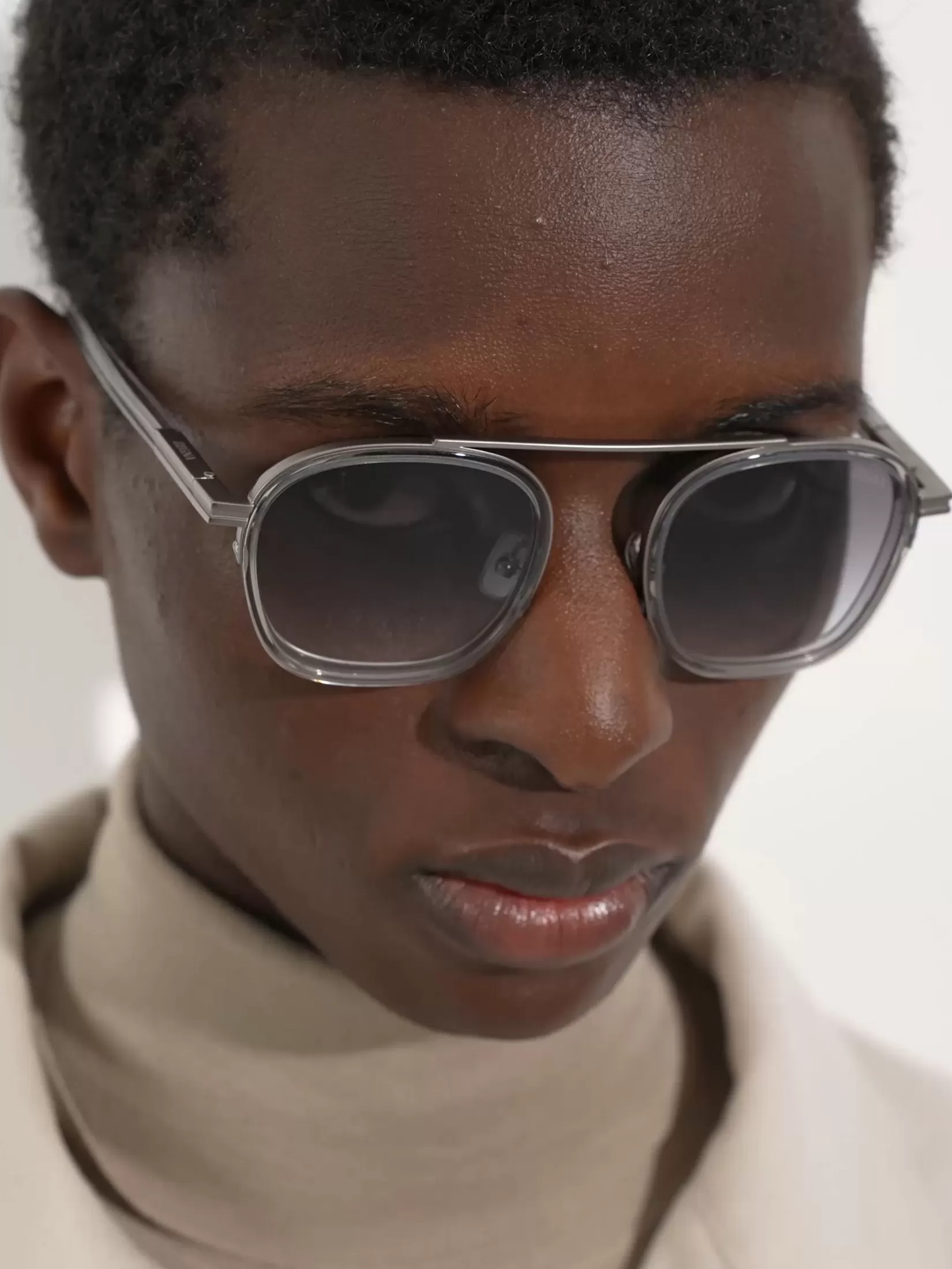 Outlet ZEGNA Gafas de Sol Orizzonte I en Acetato y Metal Color Gris Claro Transparente Grisclarotransparente