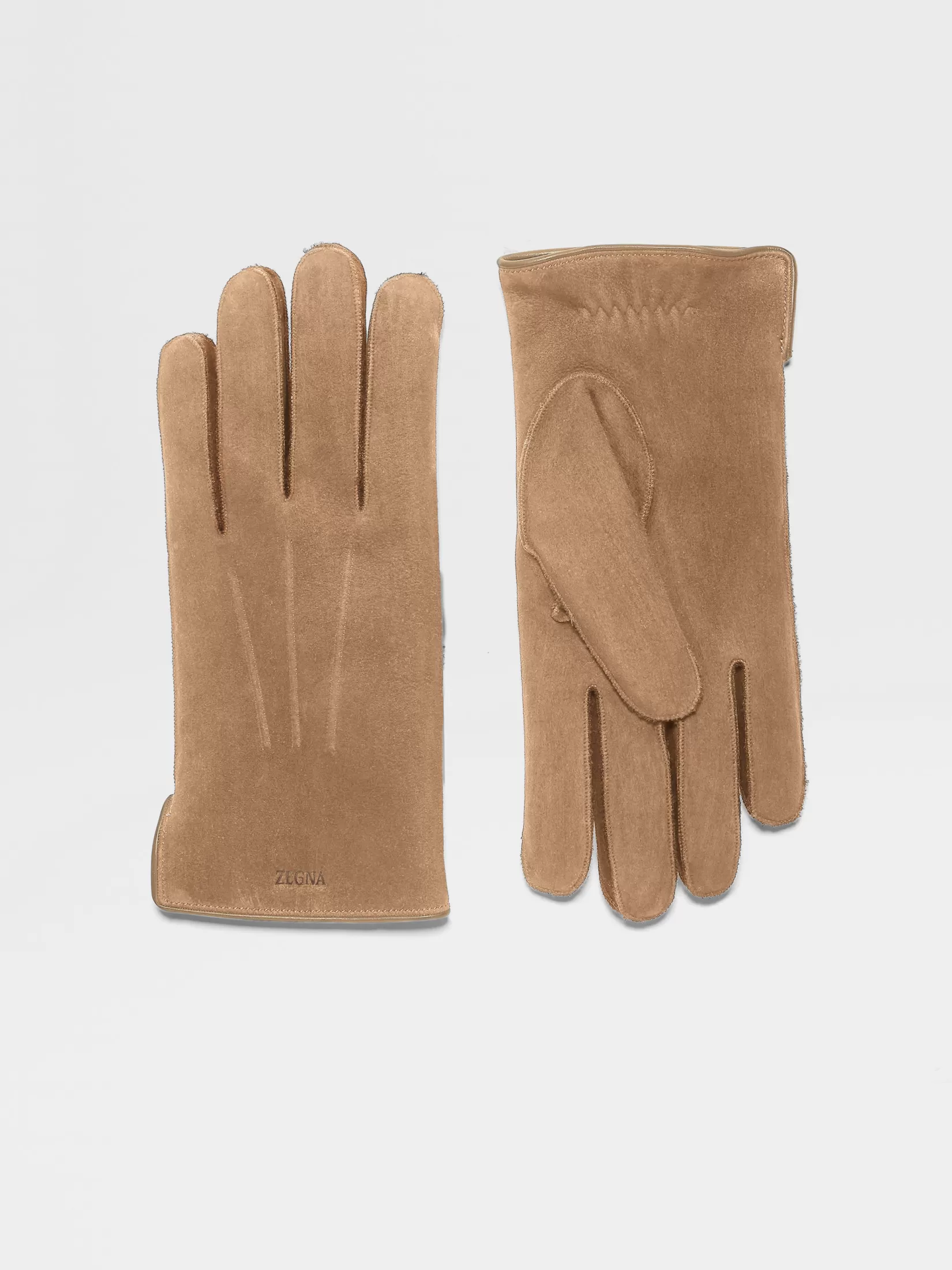 Fashion ZEGNA Guantes de Ante Color Beige