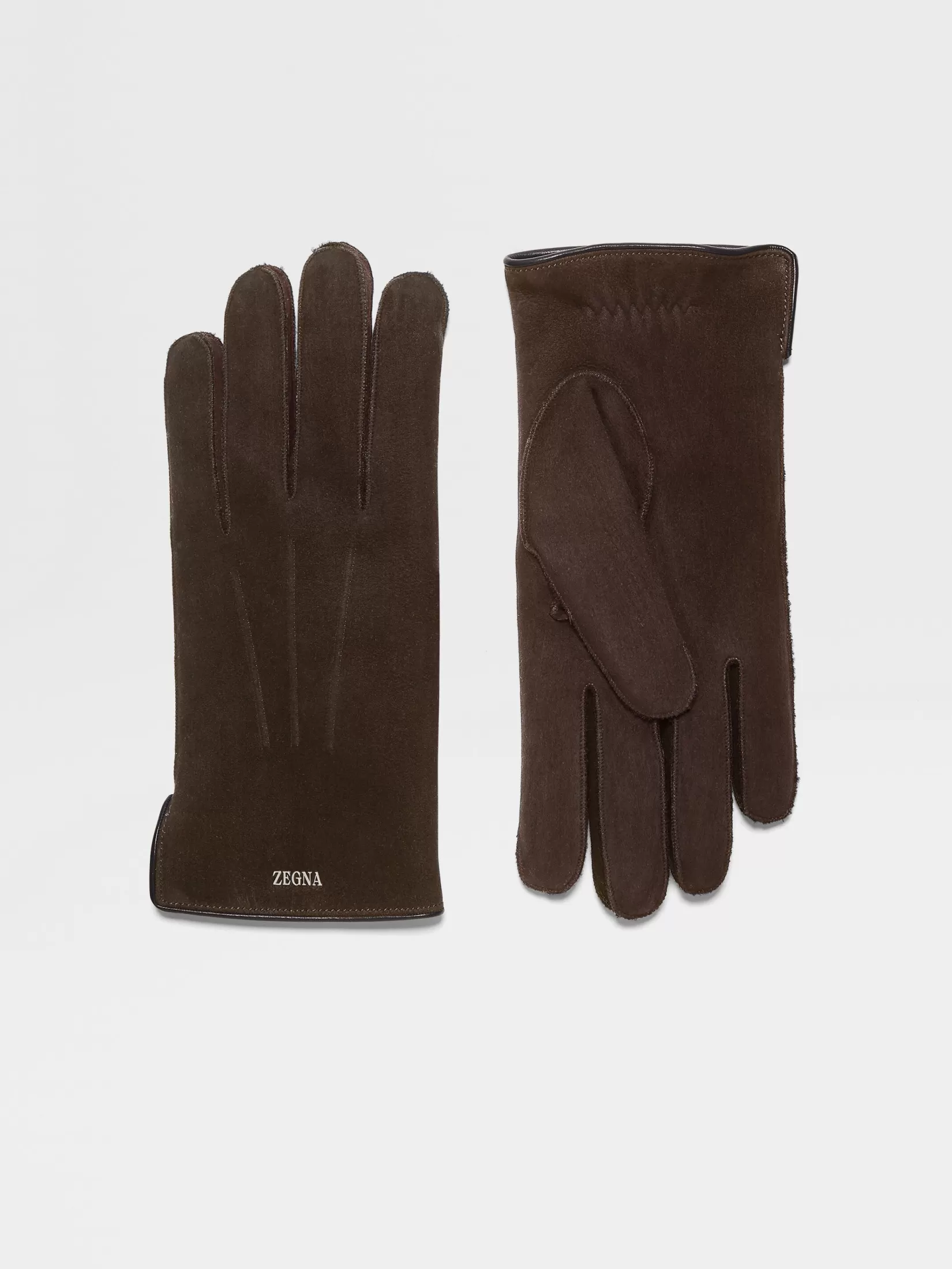 Best Sale ZEGNA Guantes de Ante Marrón Oscuro Marrónoscuro