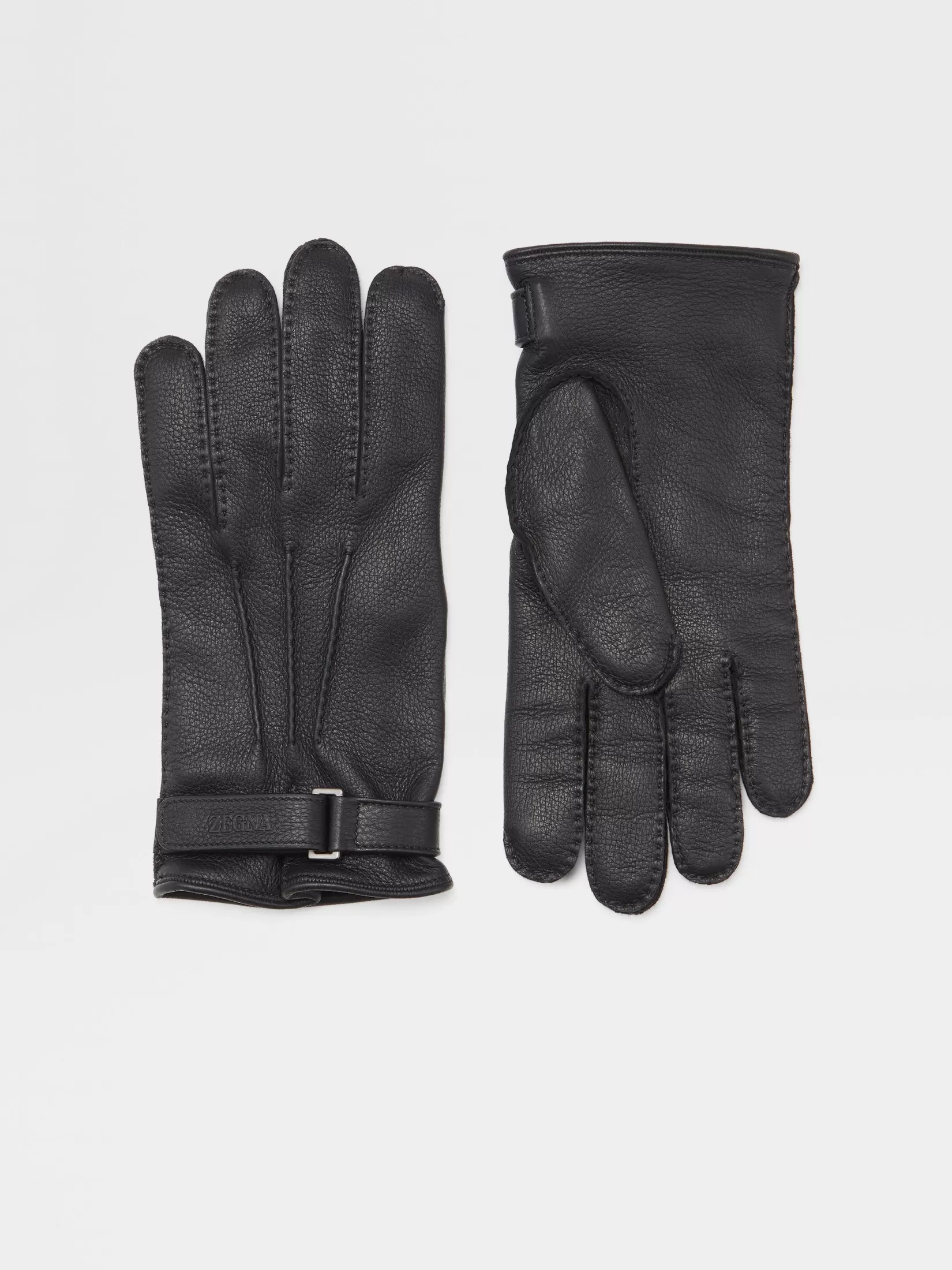 Flash Sale ZEGNA Guantes en Piel de Ciervo Color Negro