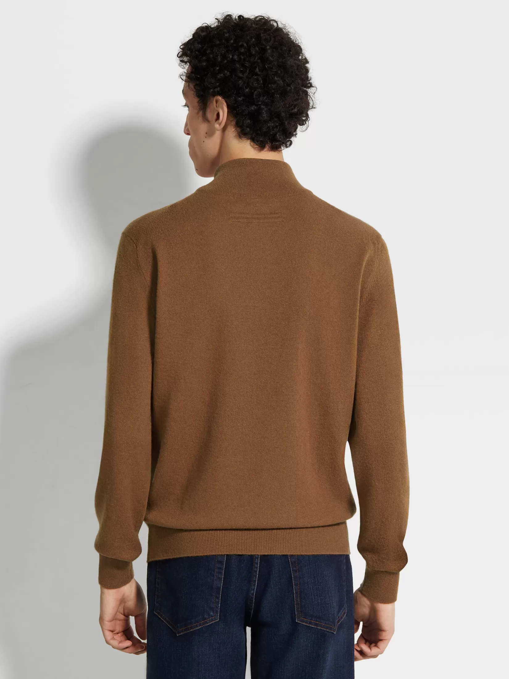 Outlet ZEGNA Jersey con Cuello de Chimenea y Cremallera en Oasi Cashmere Color Foliage Oscuro Mixto Foliageoscuromixto