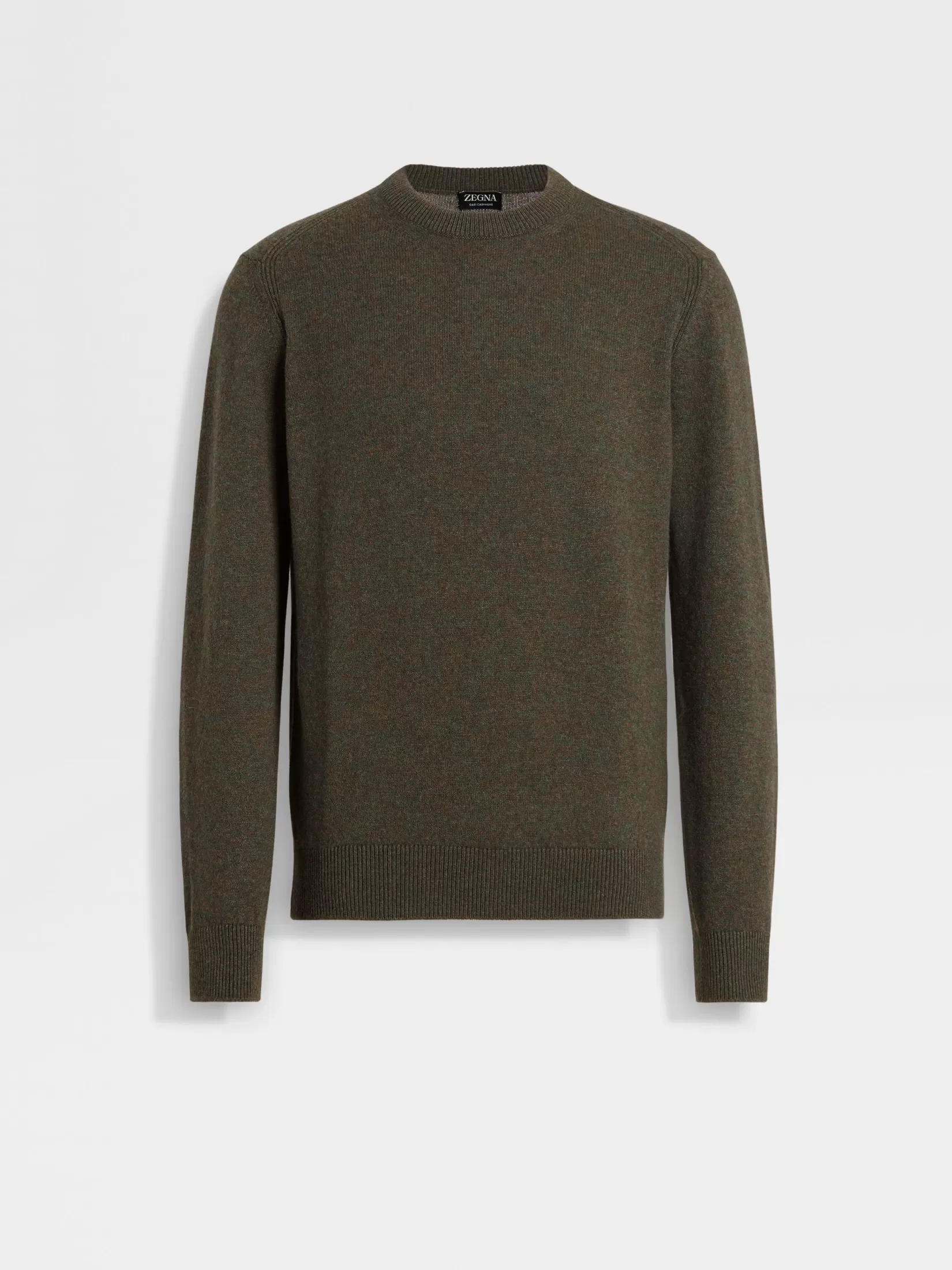 Flash Sale ZEGNA Jersey de Cuello Redondo en Oasi Cashmere Color Verde Militar Jaspeado Verdemilitarjaspeado