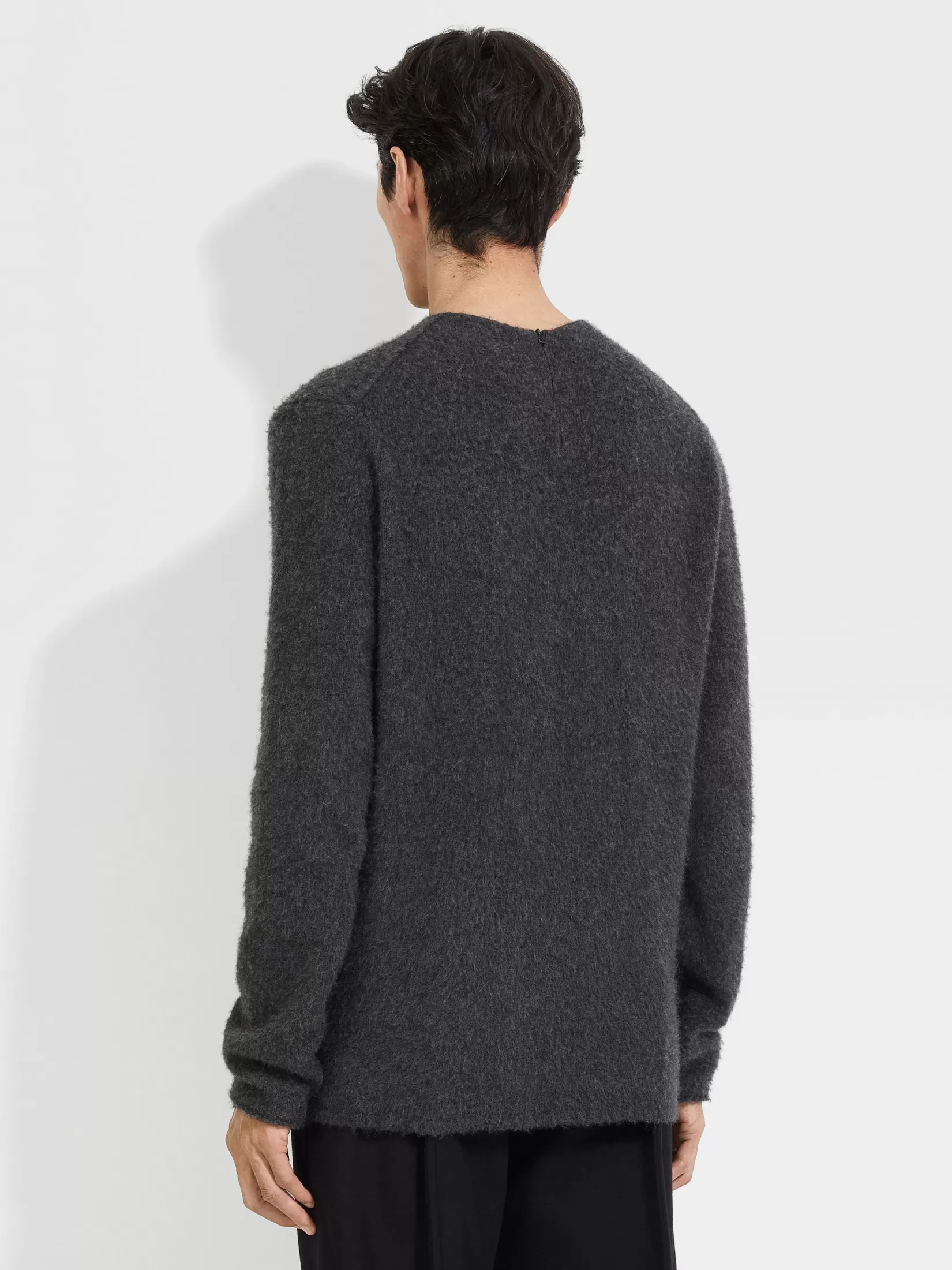 New ZEGNA Jersey de Cuello Redondo en Oasi Cashmere Gris Oscuro Mixto Grisoscuromixto