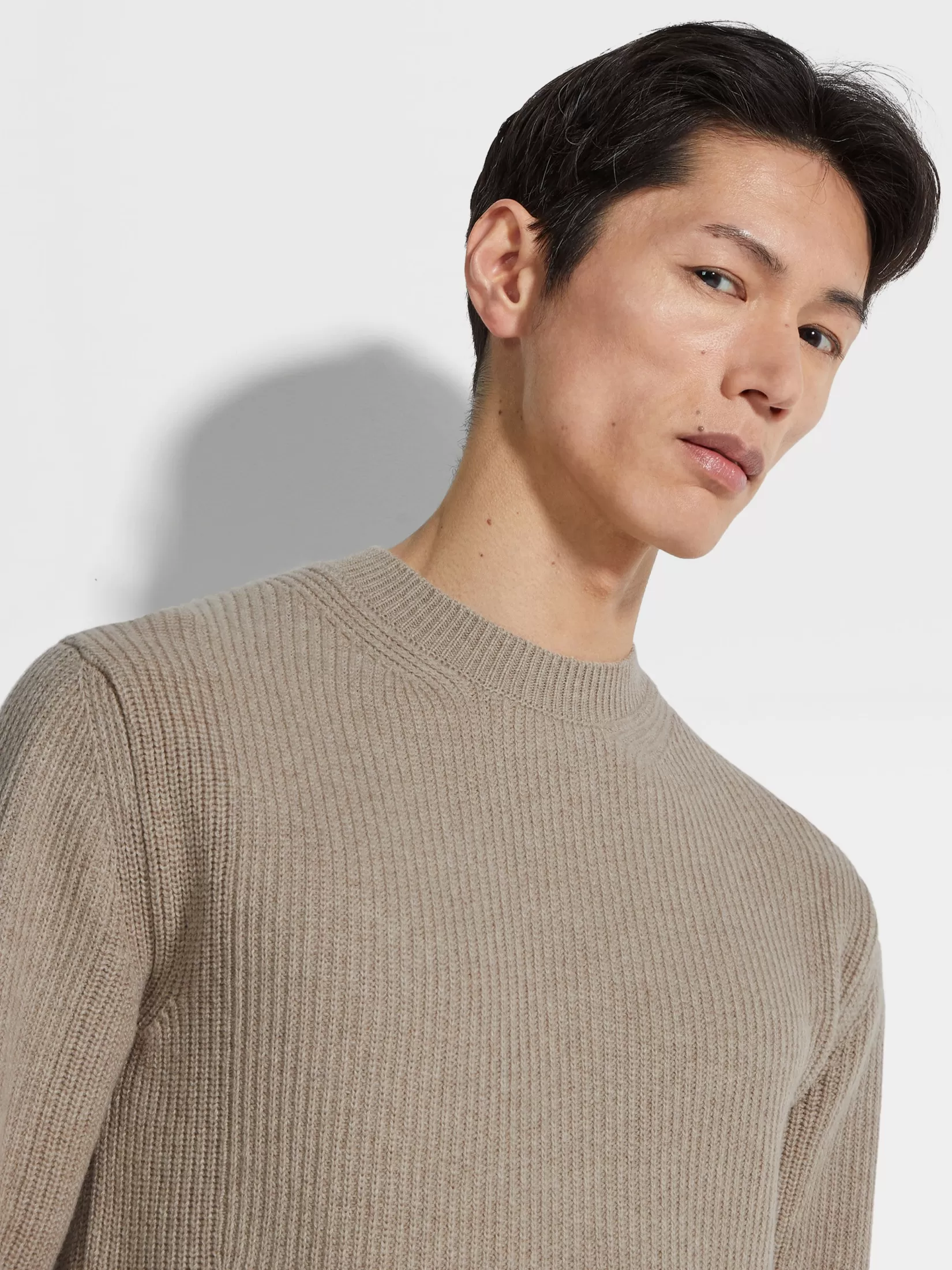 Store ZEGNA Jersey de Cuello Redondo en Oasi Cashmere Gris Pardo Claro Grispardoclaro