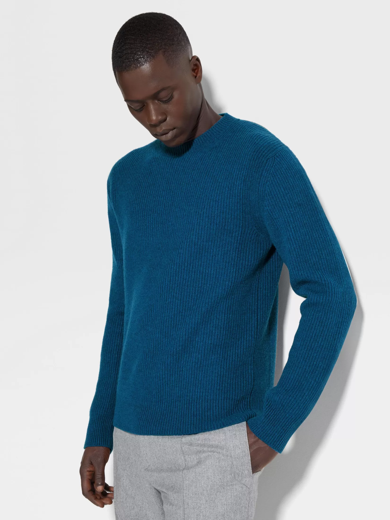 Online ZEGNA Jersey de Cuello Redondo en Oasi Cashmere Verde Azulado Brillante Verdeazuladobrillante